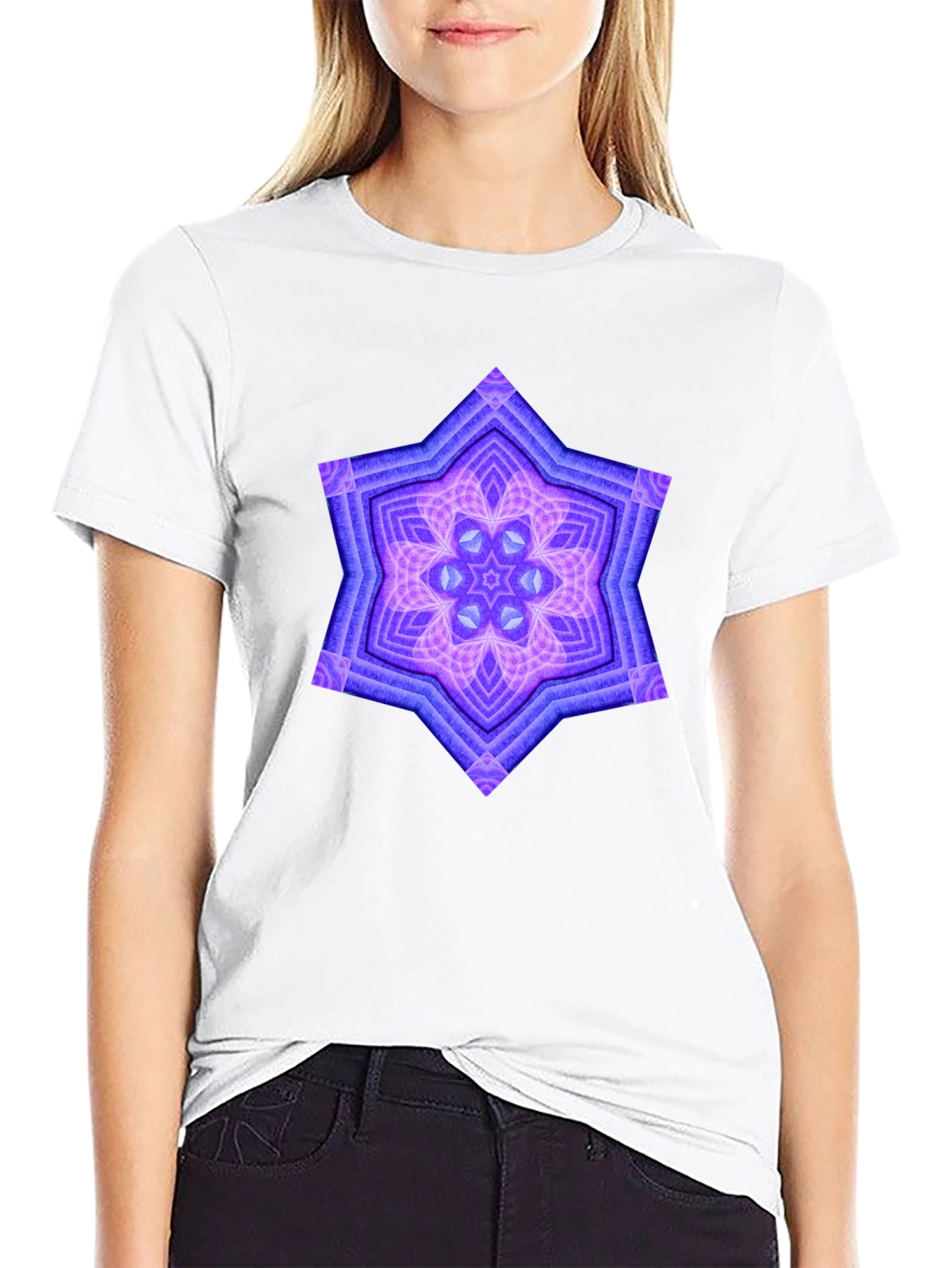 Geometric Starburst Graphic Tee - Black