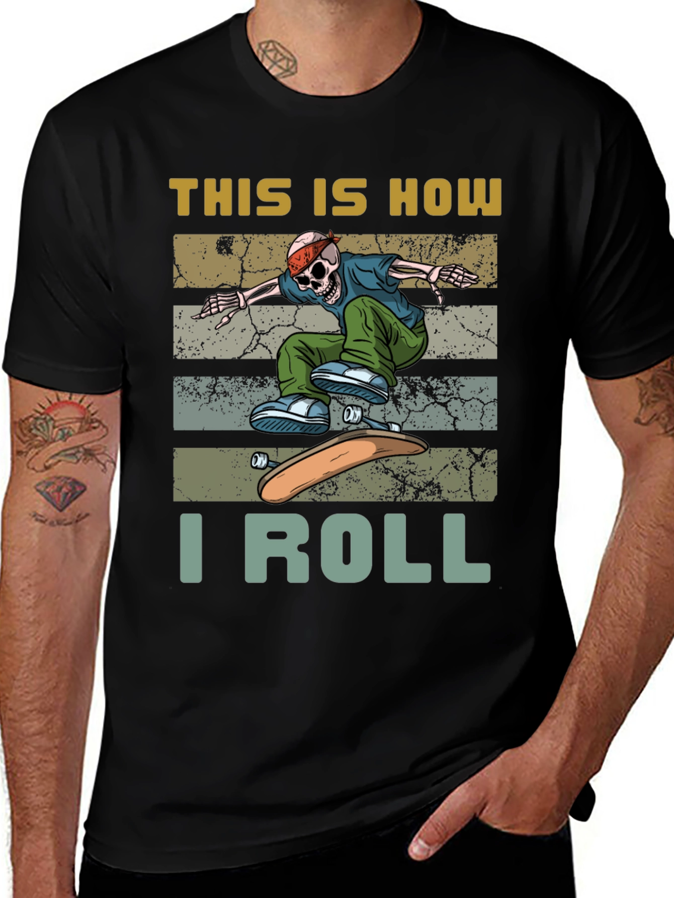 Skateboard Skeleton T-Shirt - This is How I Roll
