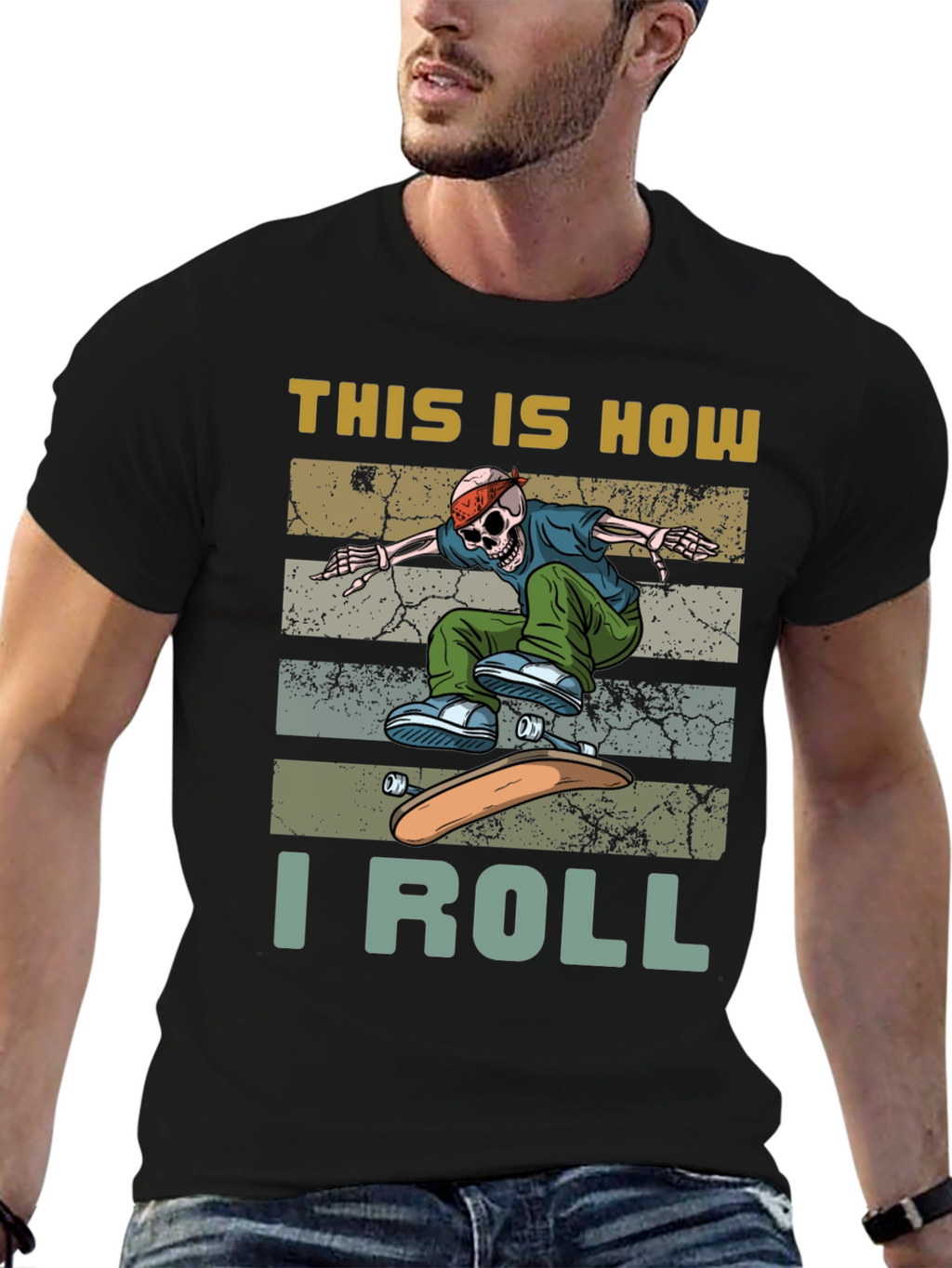 Skateboard Skeleton T-Shirt - This is How I Roll