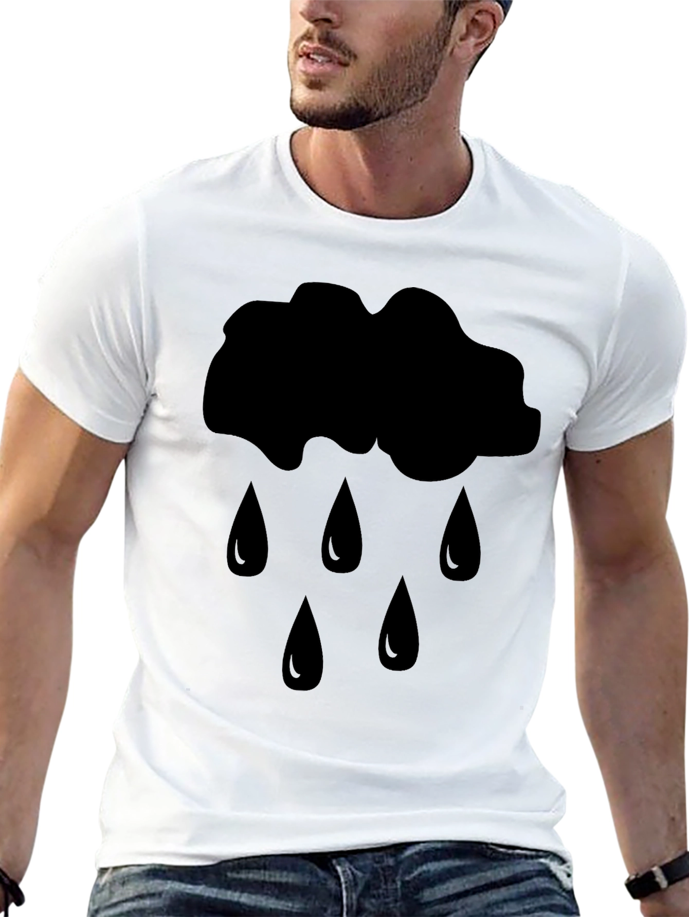 Rain Cloud Graphic Black T-Shirt