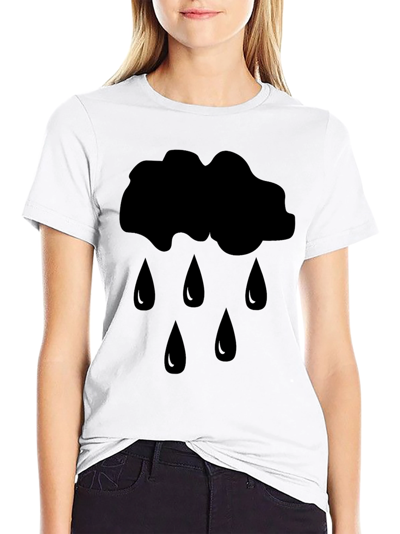 Rain Cloud Graphic Black T-Shirt