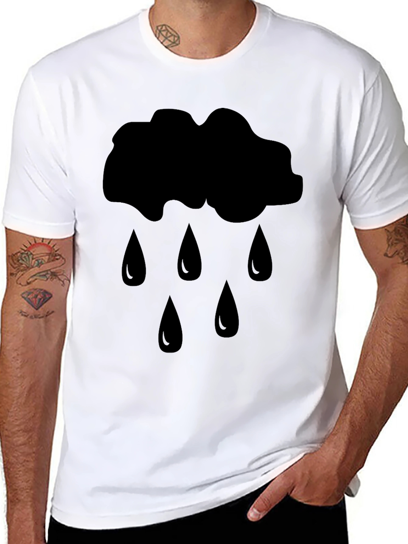 Rain Cloud Graphic Black T-Shirt