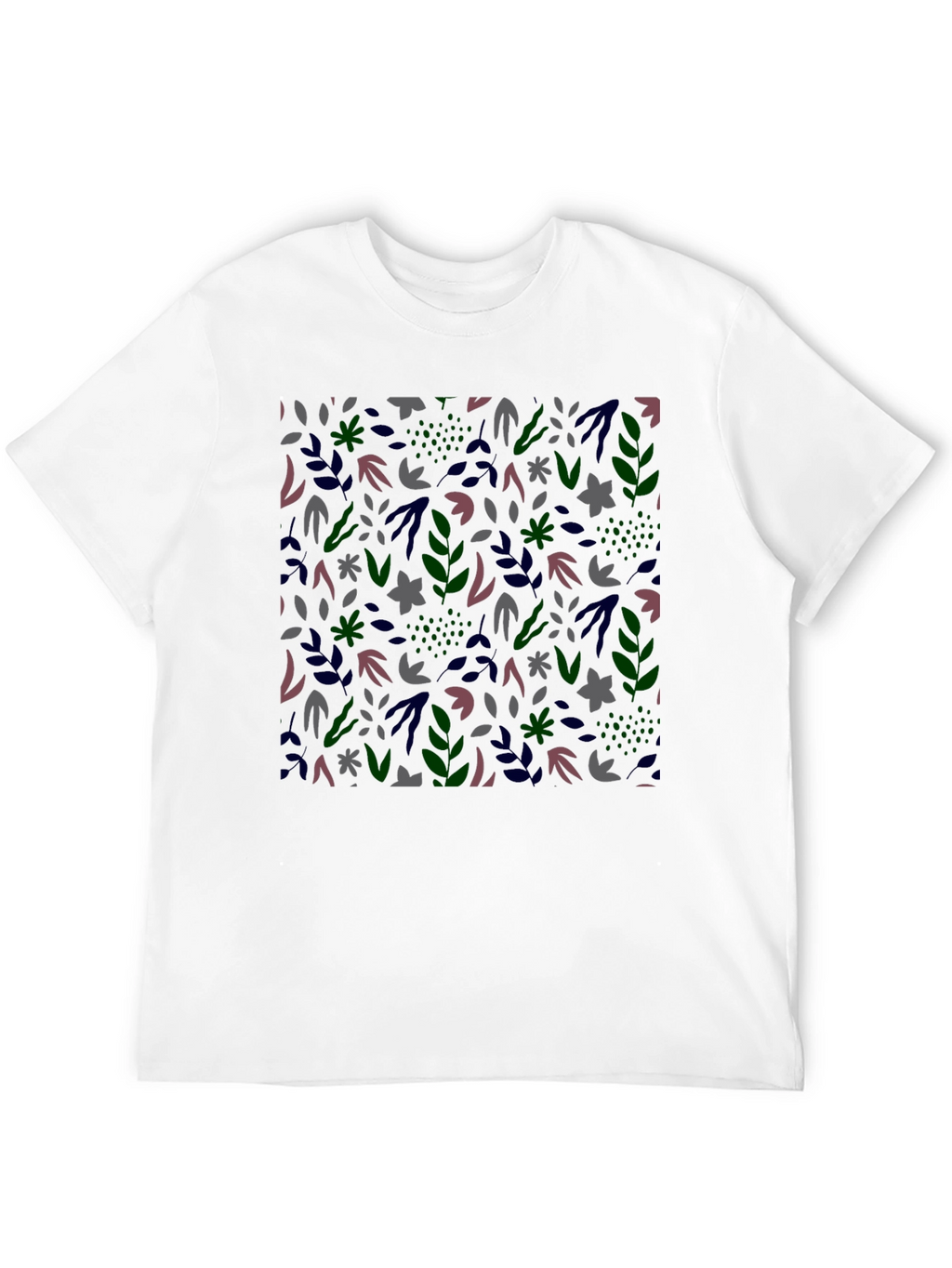 Botanical Print Mens Black T-Shirt
