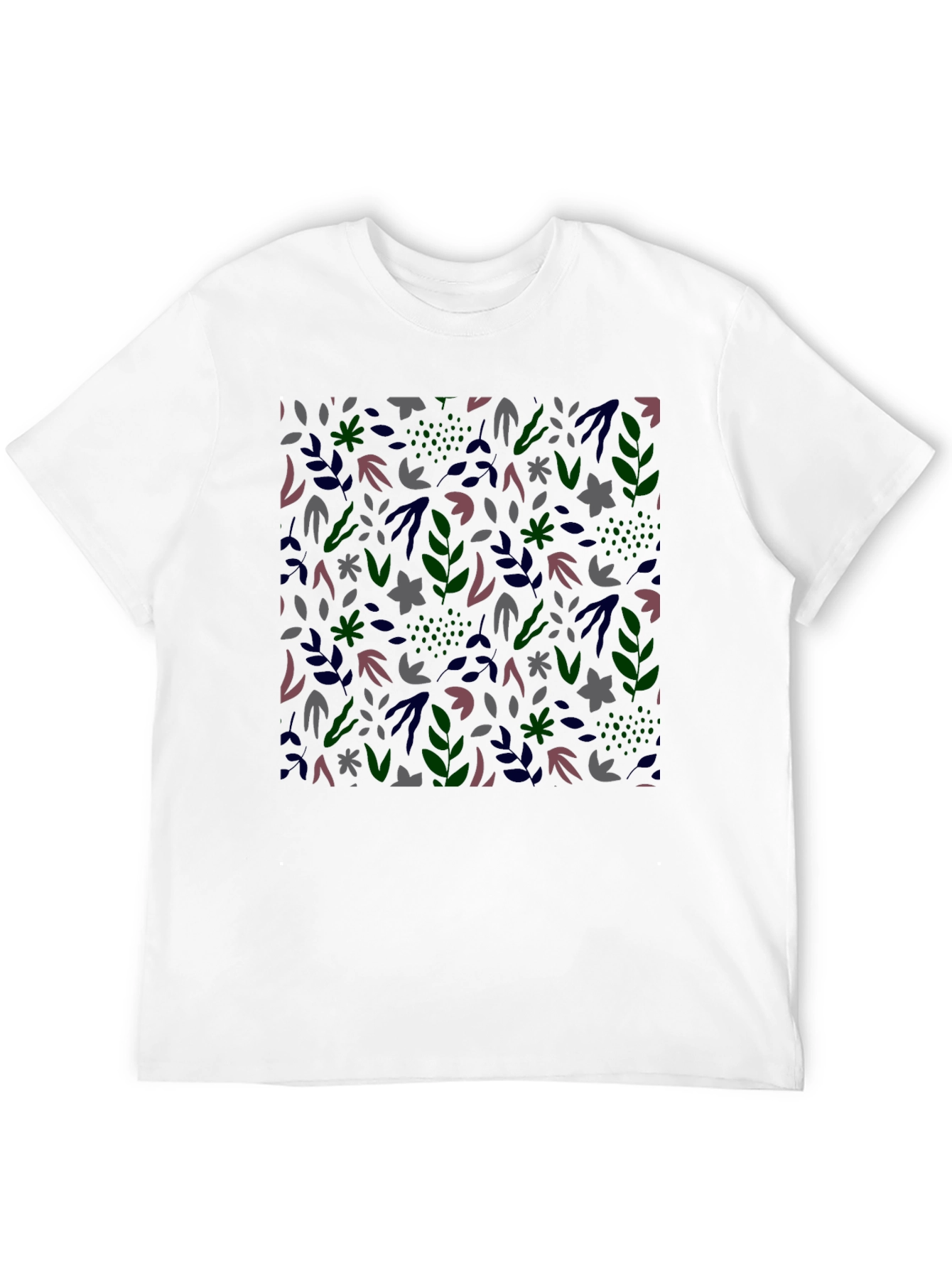 Botanical Print Mens Black T-Shirt