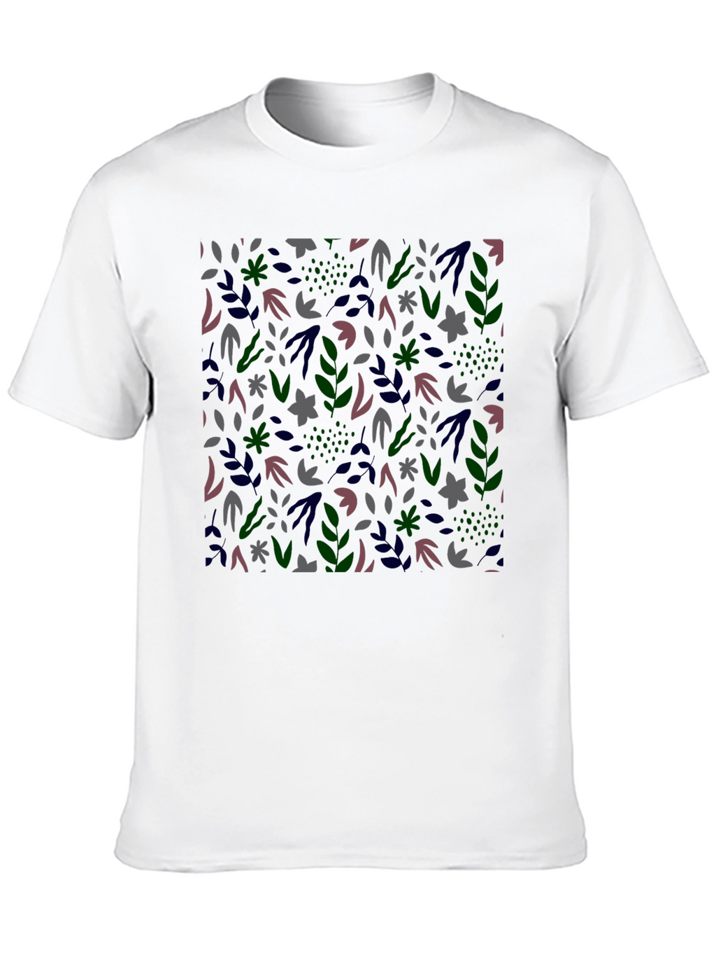 Botanical Print Mens Black T-Shirt