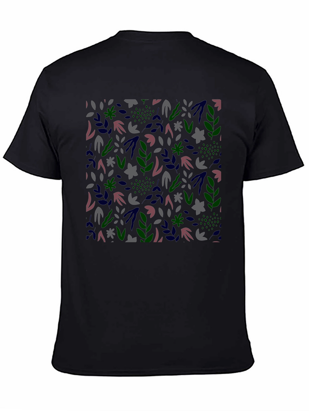 Botanical Print Mens Black T-Shirt