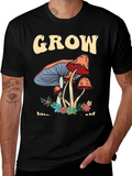 Grow Mushroom Graphic T-Shirt - Black