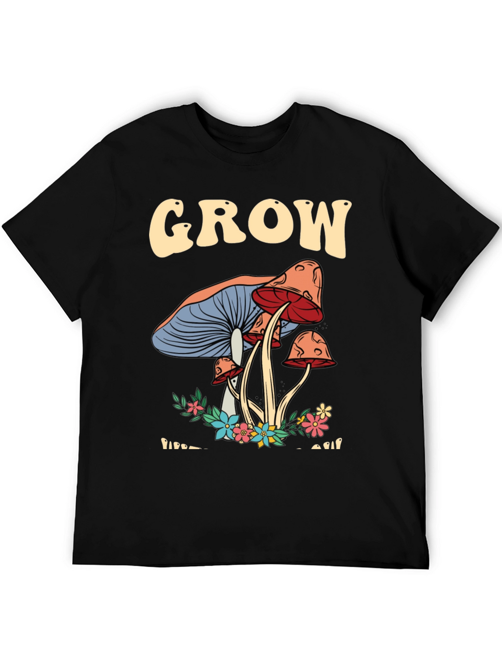 Grow Mushroom Graphic T-Shirt - Black