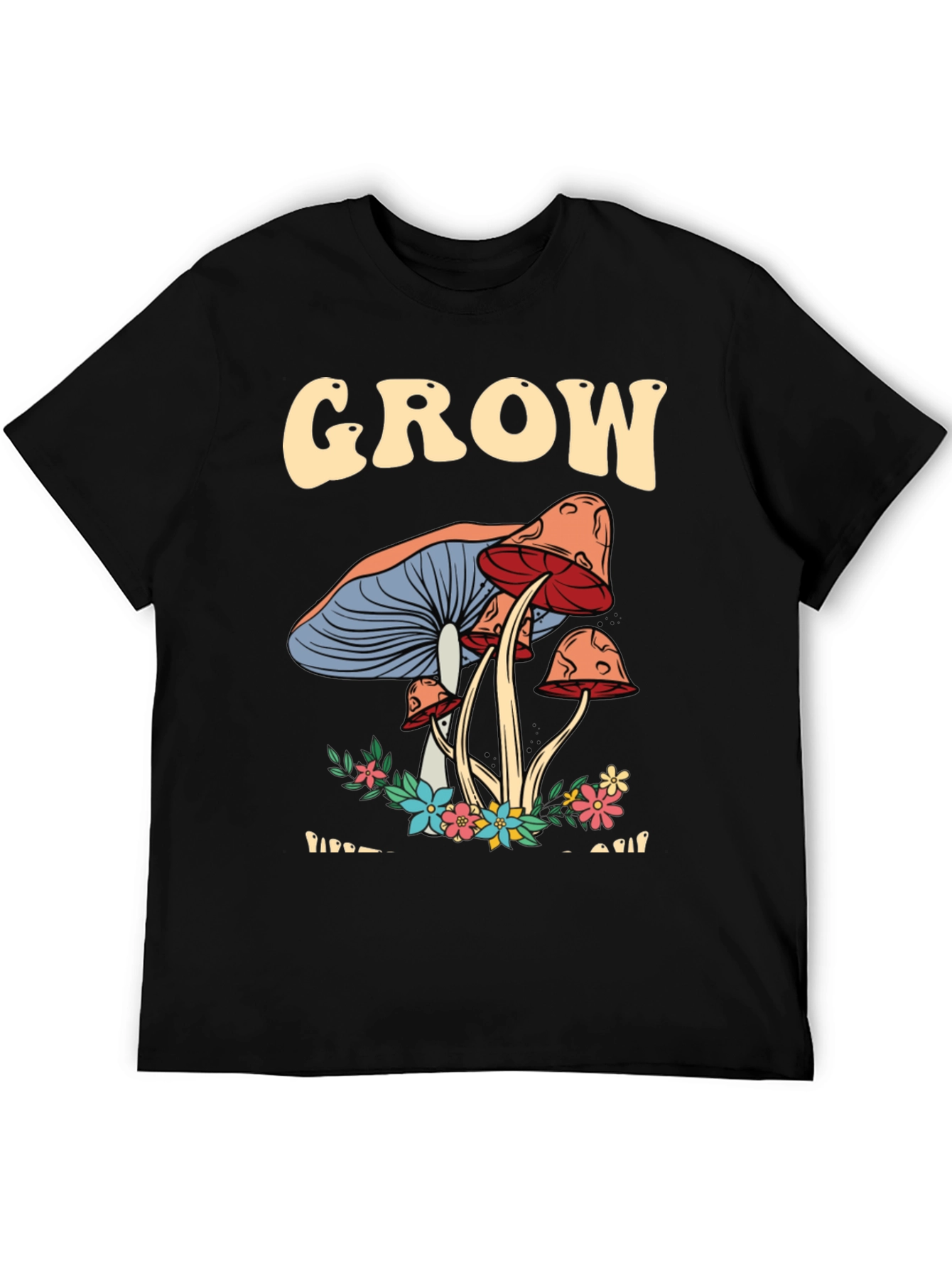 Grow Mushroom Graphic T-Shirt - Black