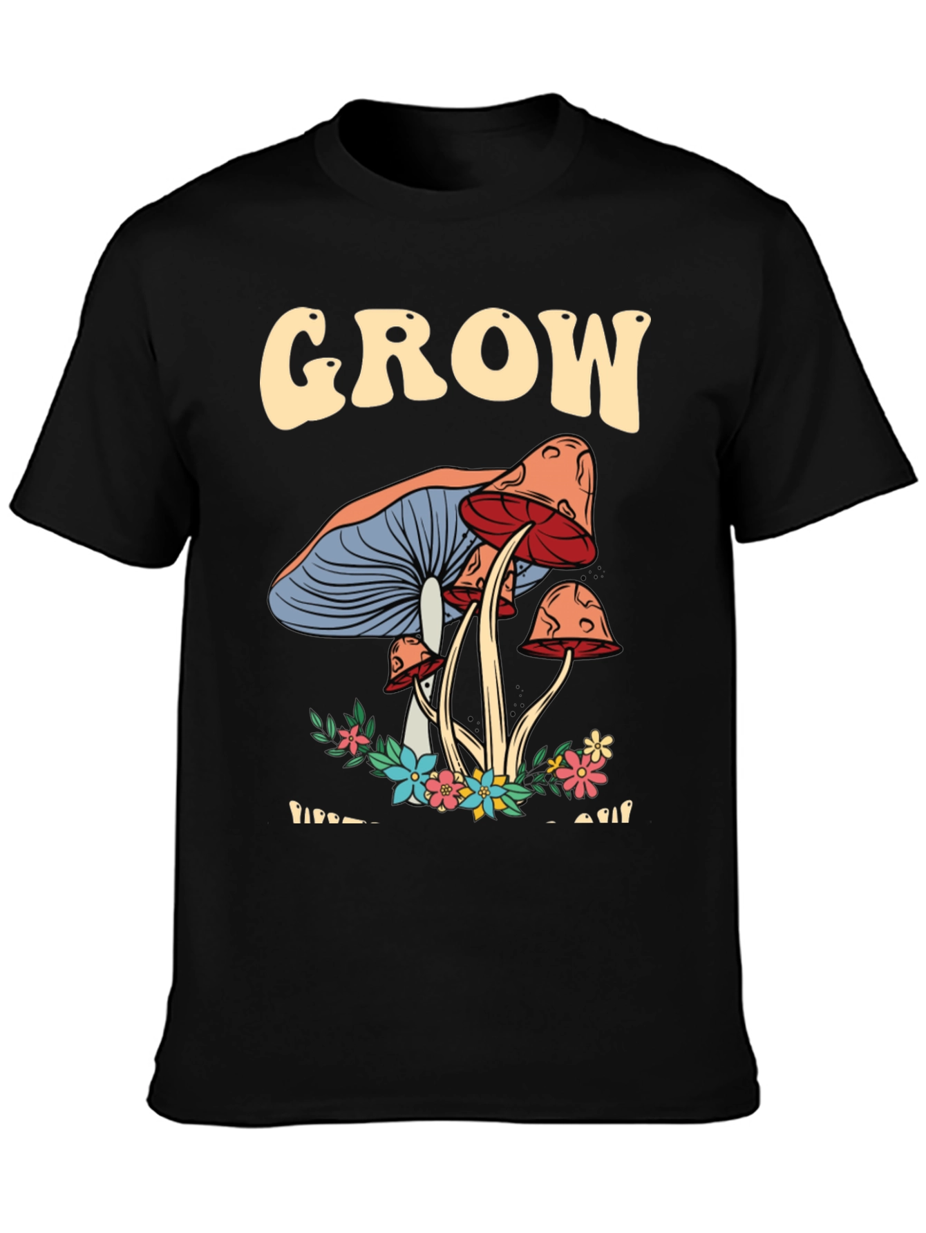 Grow Mushroom Graphic T-Shirt - Black