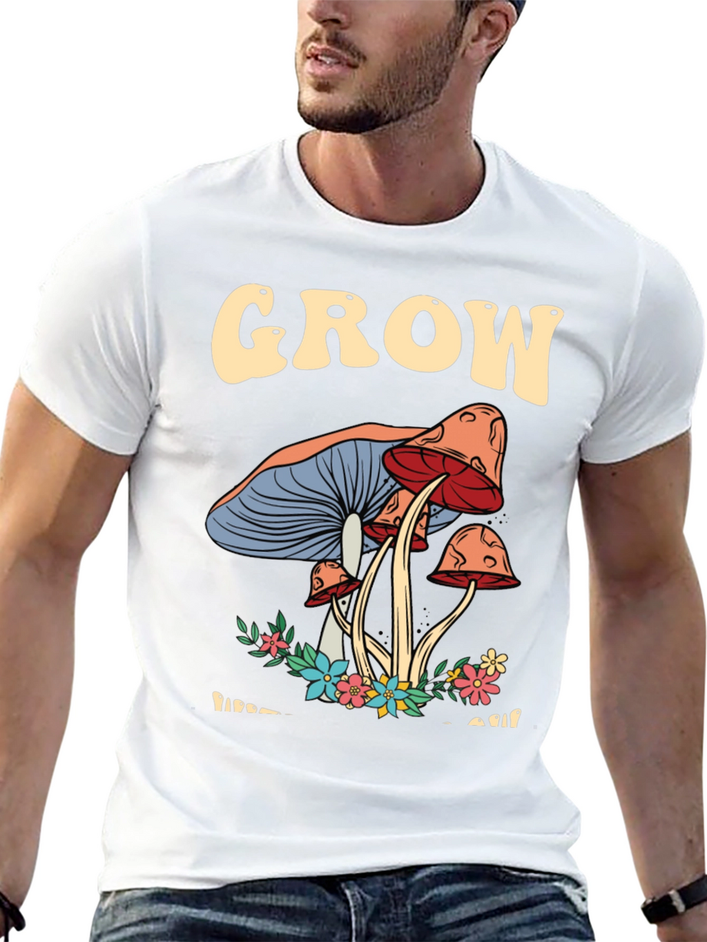 Grow Mushroom Graphic T-Shirt - Black