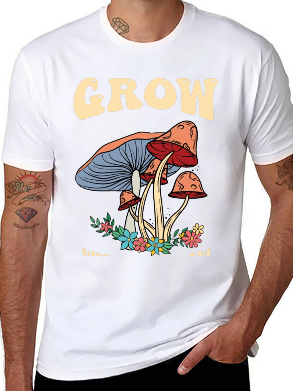 Grow Mushroom Graphic T-Shirt - Black