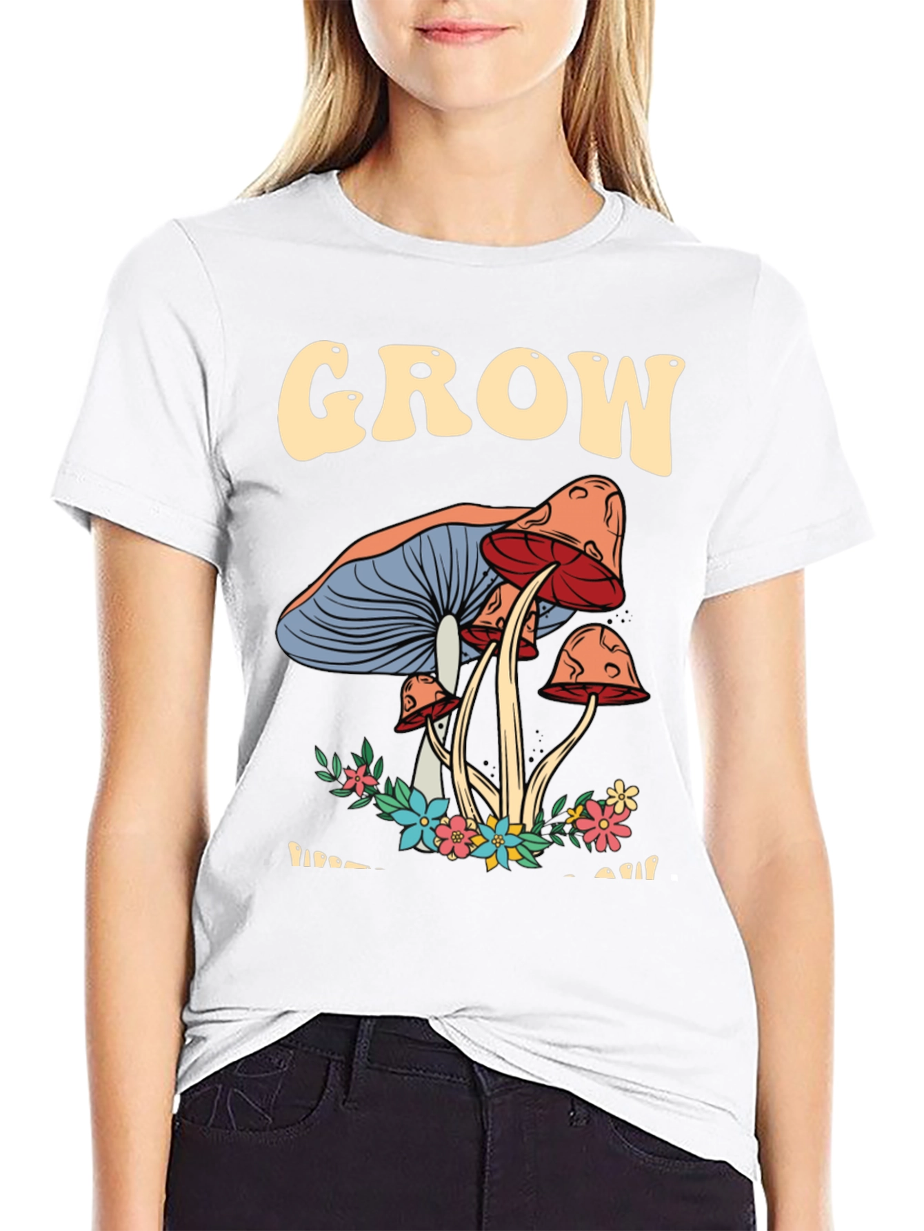 Grow Mushroom Graphic T-Shirt - Black
