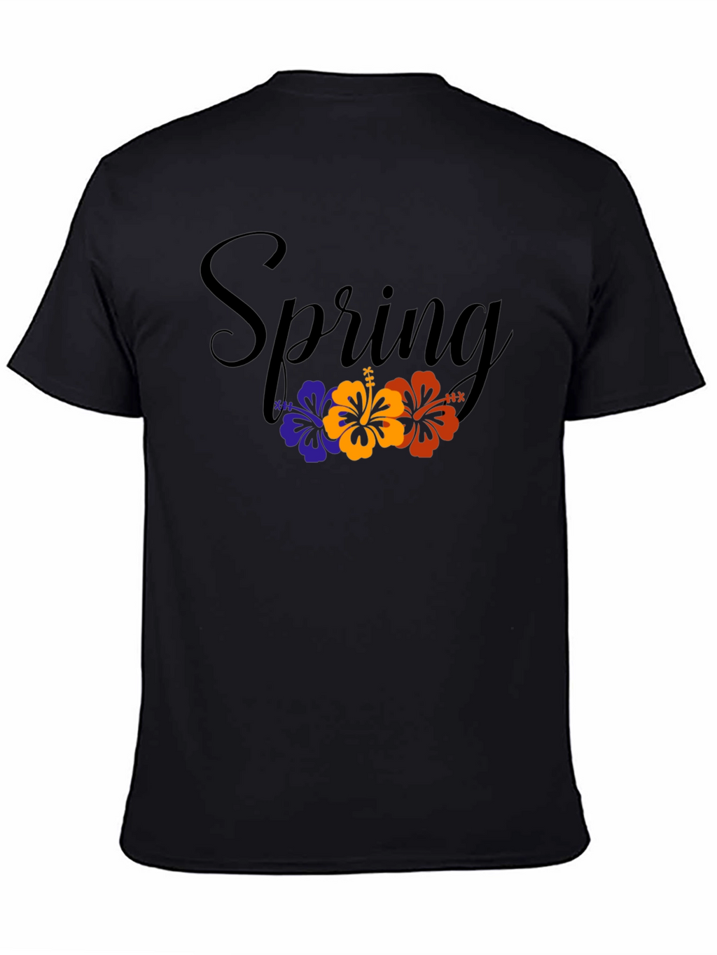 Spring Floral Graphic Black T-Shirt