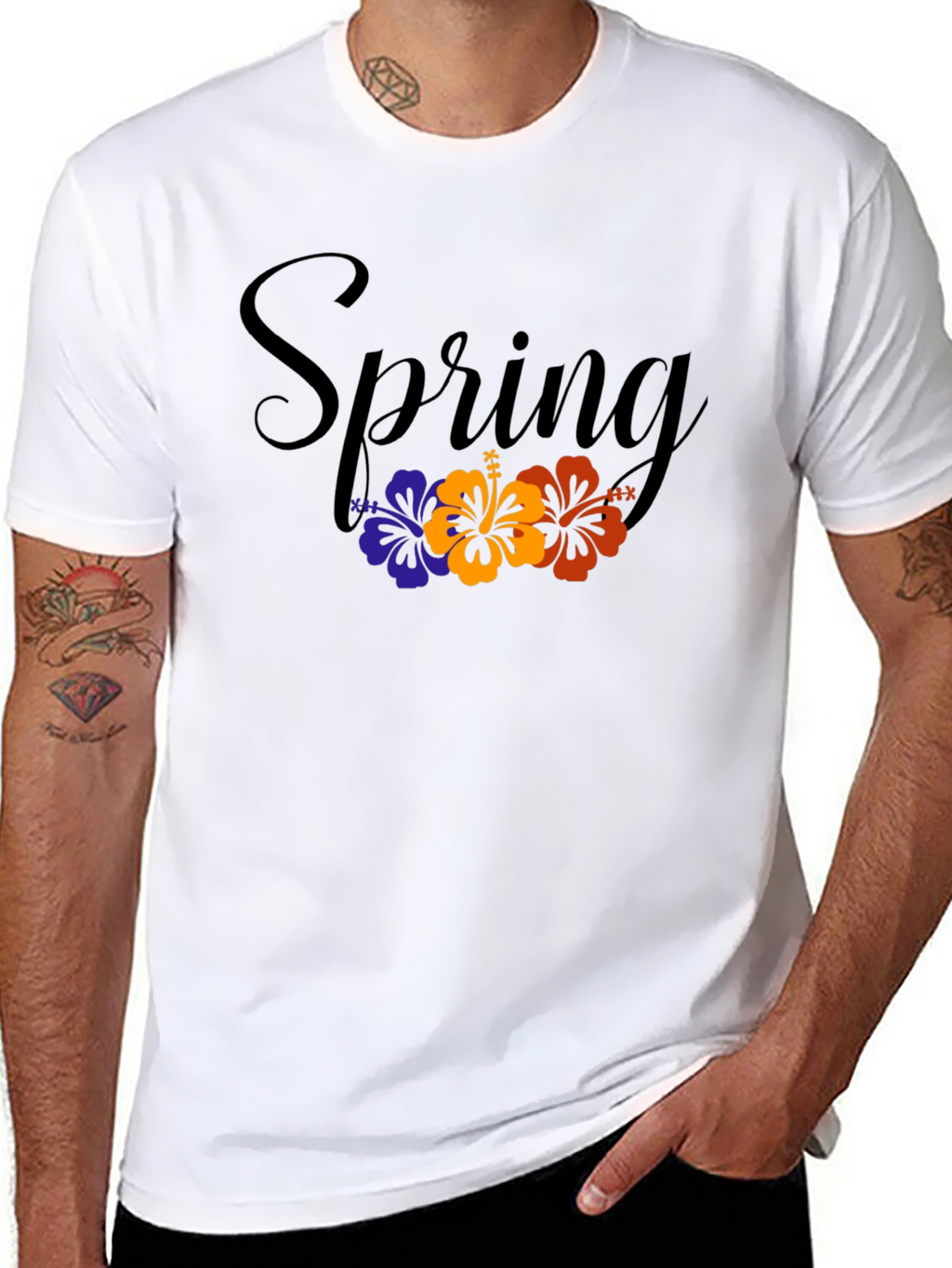 Spring Floral Graphic Black T-Shirt