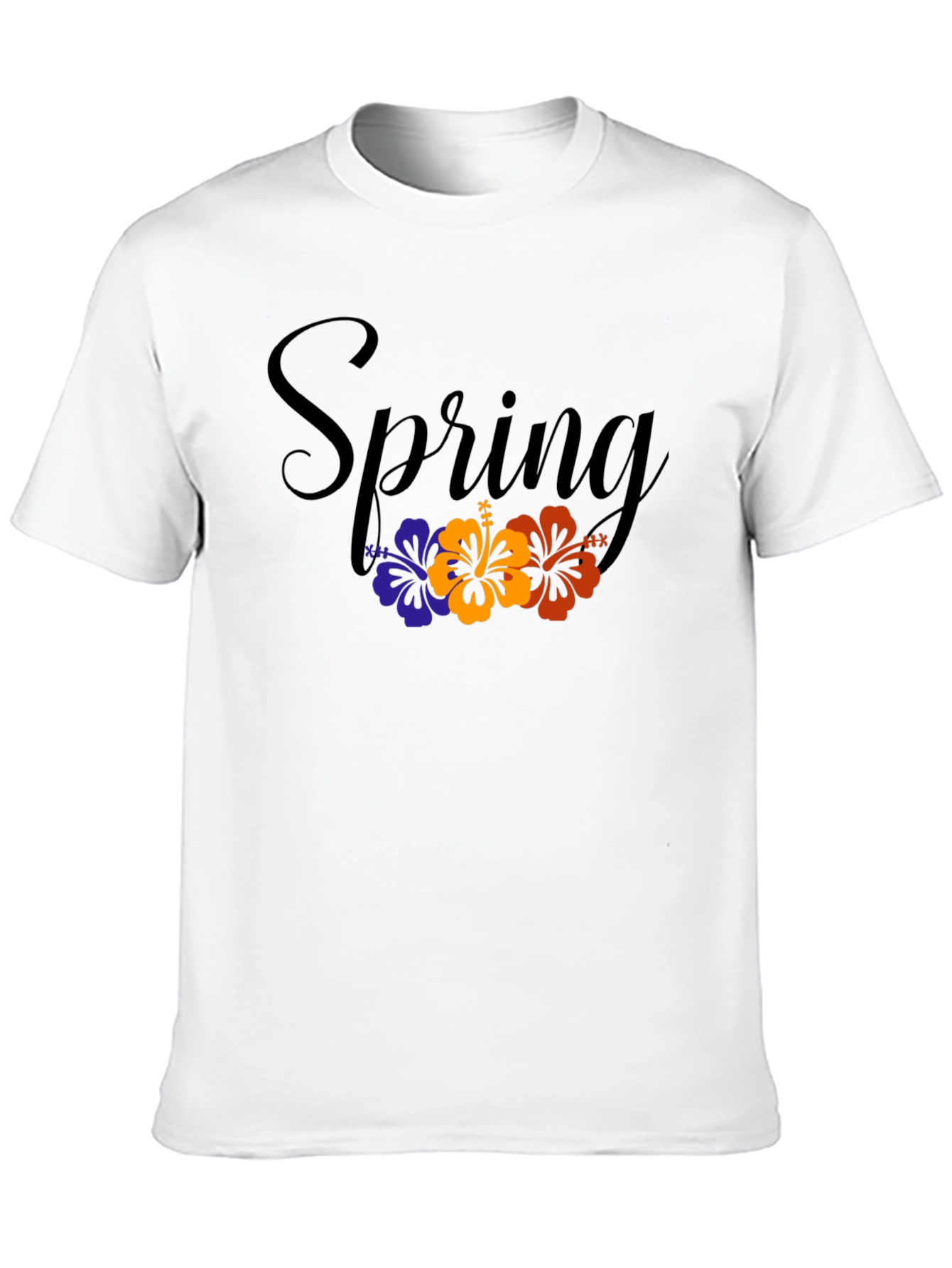 Spring Floral Graphic Black T-Shirt