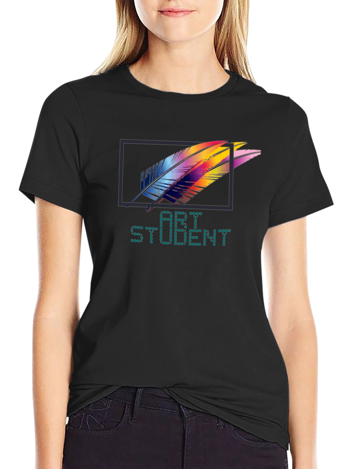 Art Student T-Shirt - Colorful Feather Design
