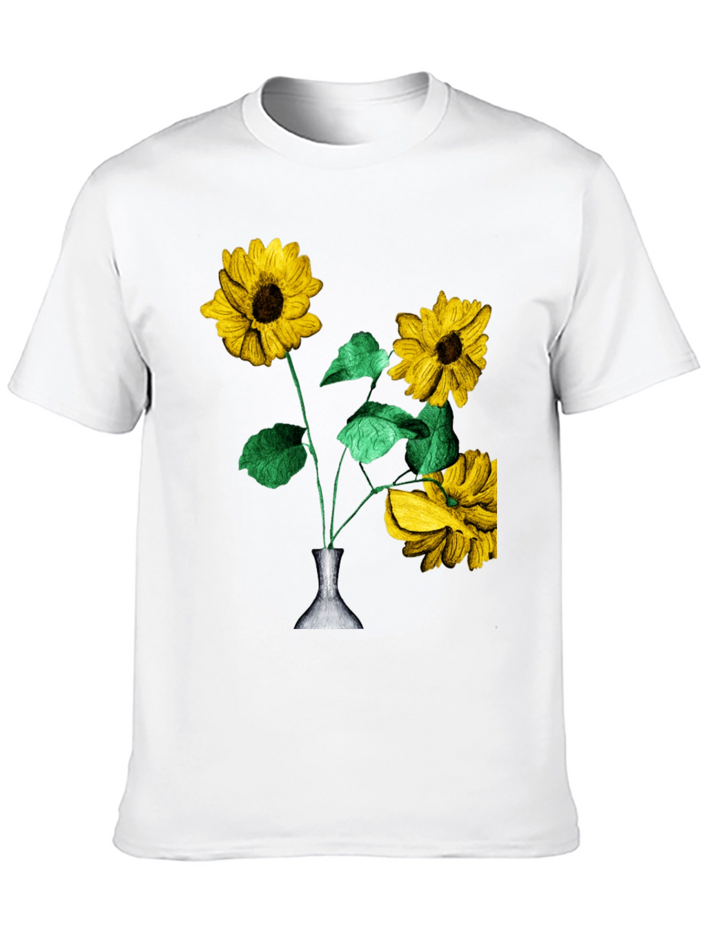 Sunflower Vase Graphic Tee - Stylish Black T-Shirt