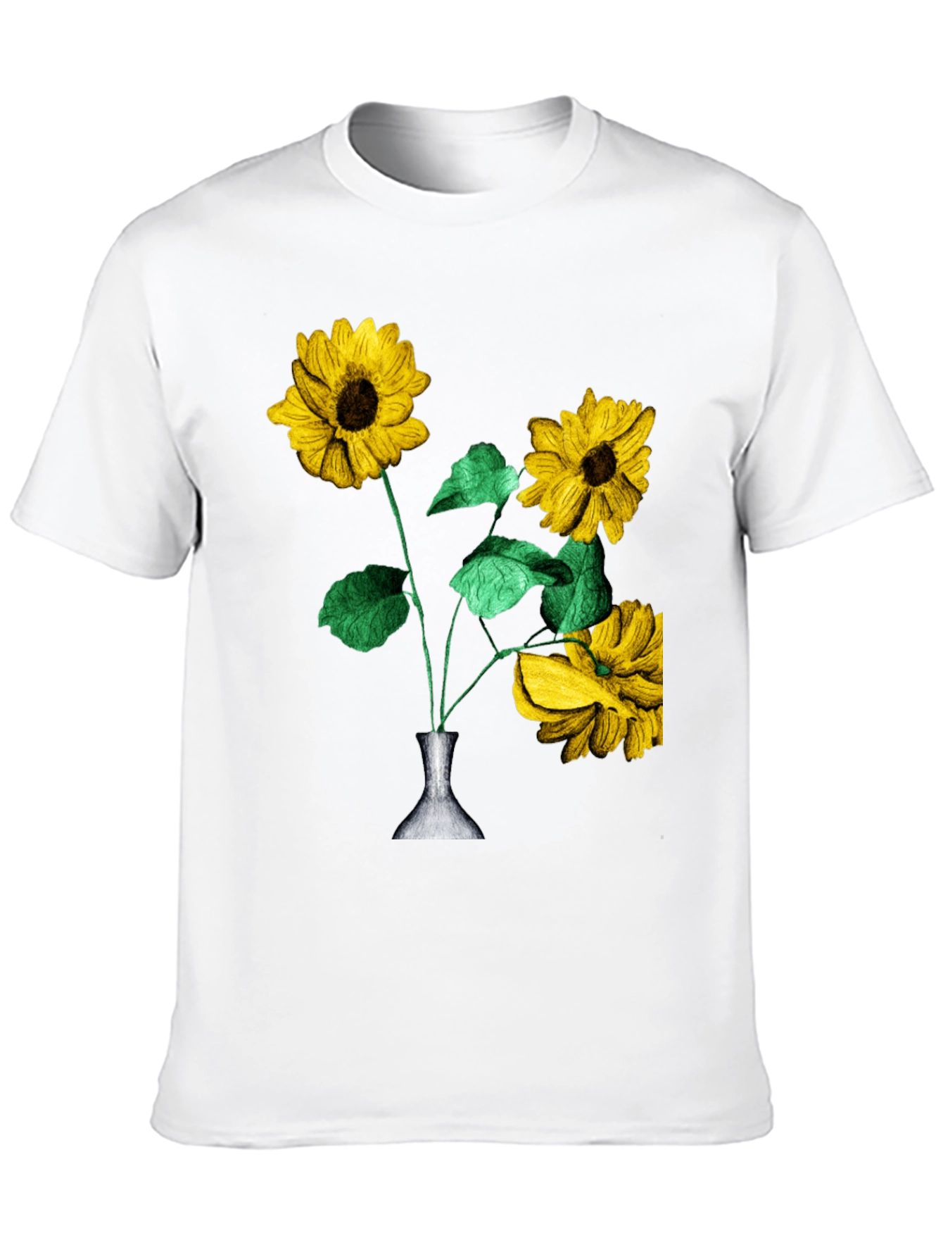 Sunflower Vase Graphic Tee - Stylish Black T-Shirt