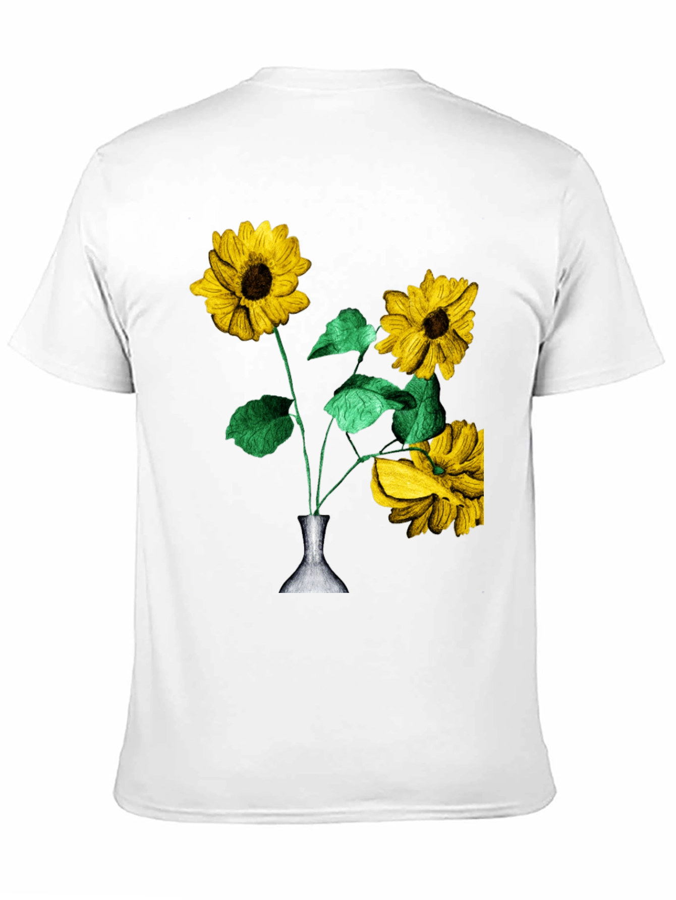 Sunflower Vase Graphic Tee - Stylish Black T-Shirt
