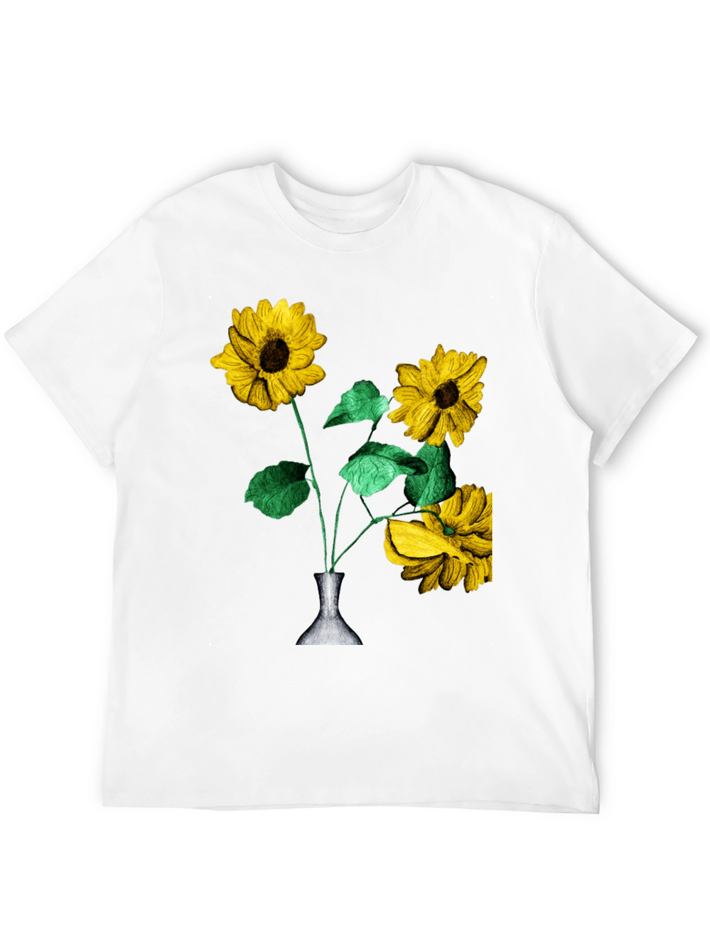 Sunflower Vase Graphic Tee - Stylish Black T-Shirt