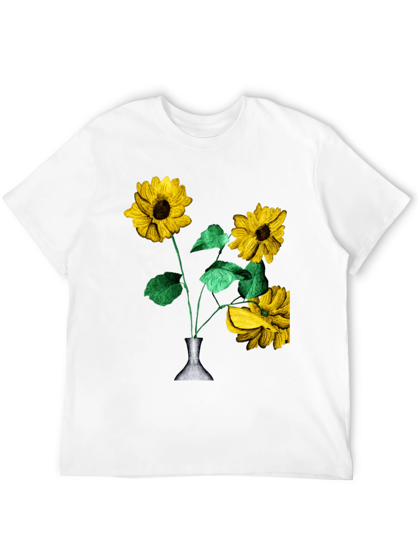 Sunflower Vase Graphic Tee - Stylish Black T-Shirt