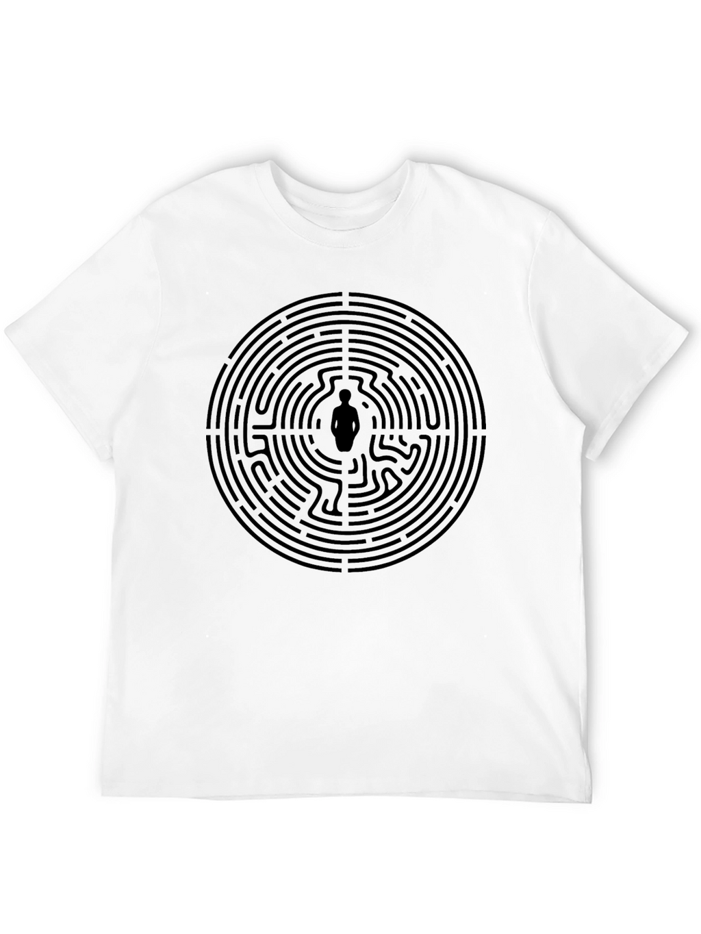 Labyrinth Man Graphic Tee - Stylish Black Cotton T-Shirt