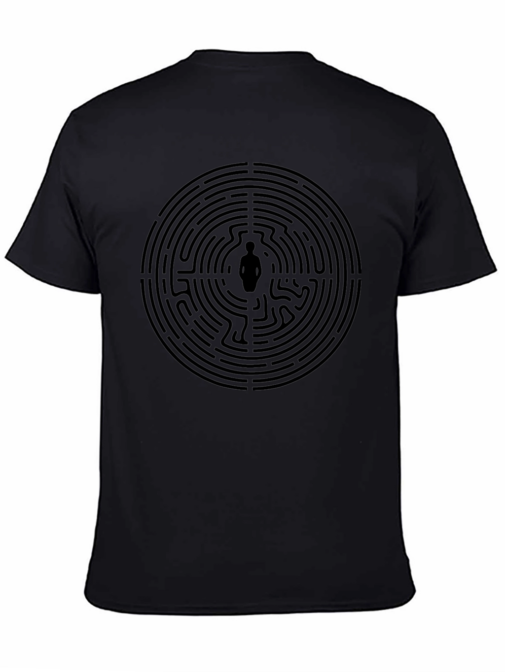 Labyrinth Man Graphic Tee - Stylish Black Cotton T-Shirt