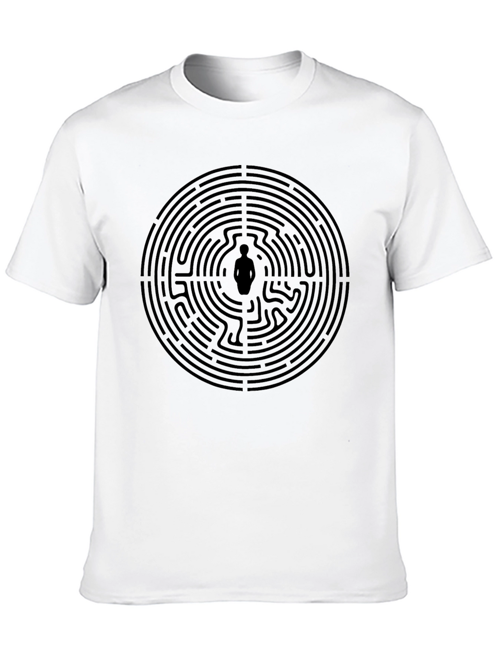 Labyrinth Man Graphic Tee - Stylish Black Cotton T-Shirt