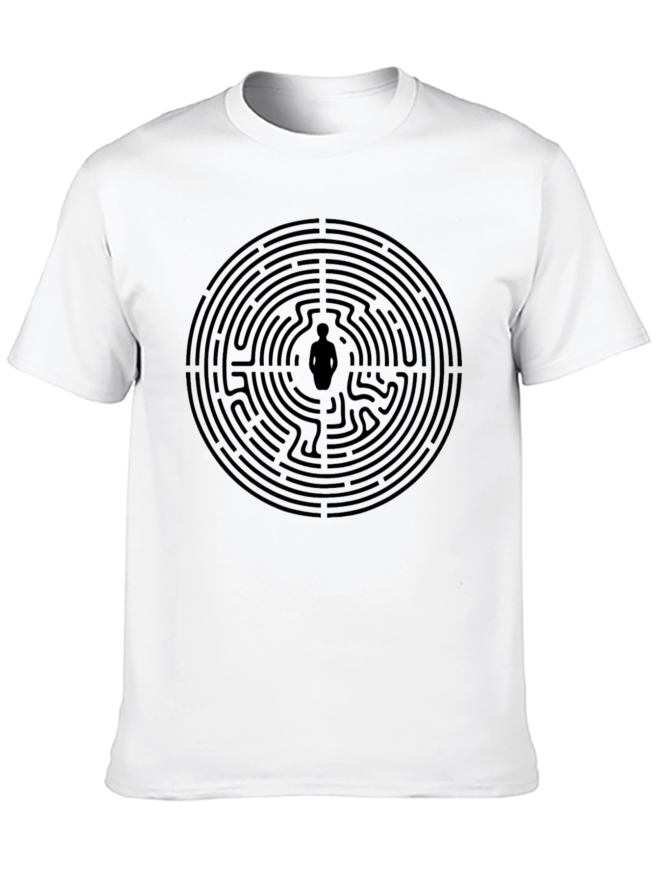 Labyrinth Man Graphic Tee - Stylish Black Cotton T-Shirt
