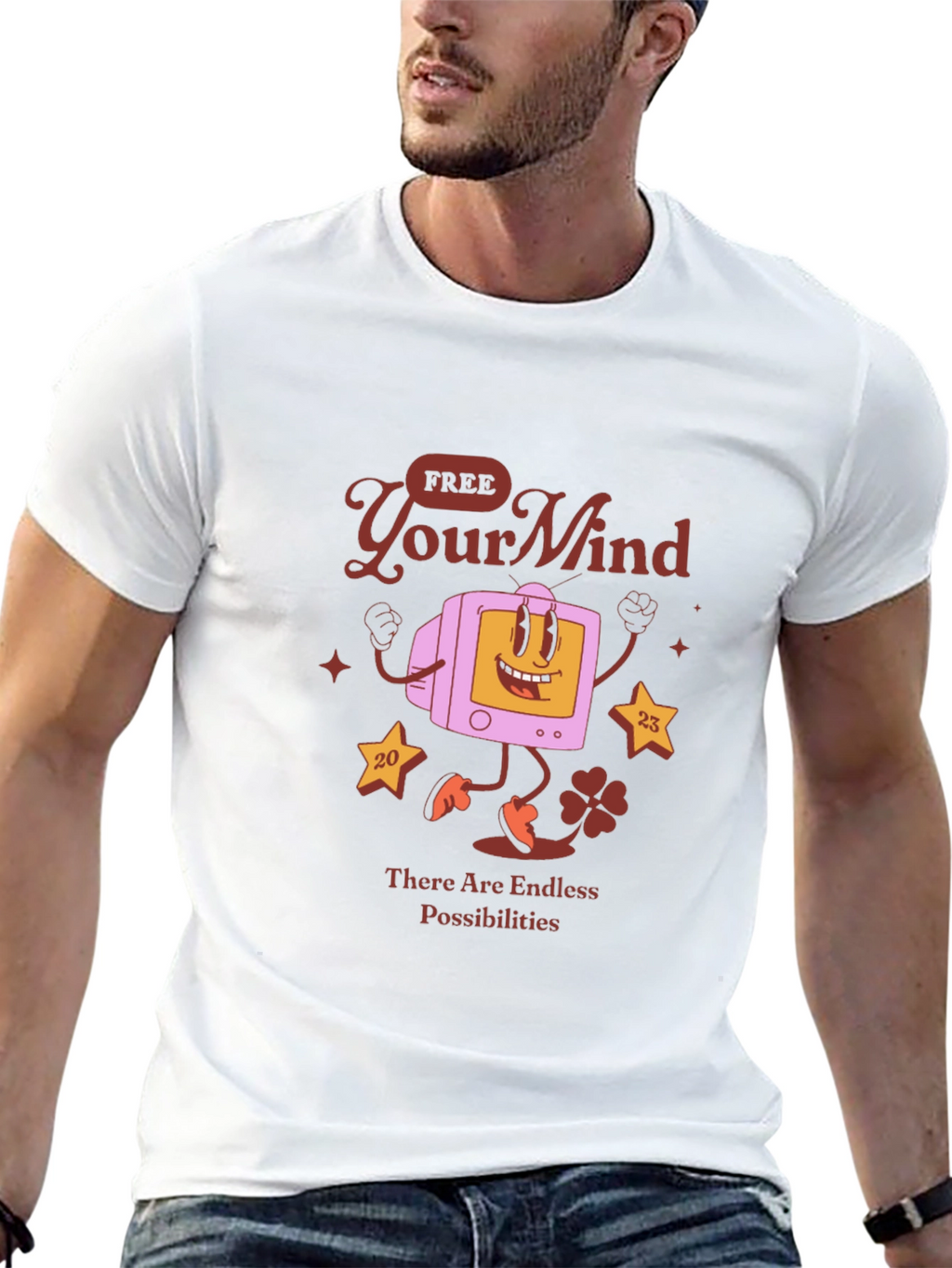 Retro Cartoon Graphic Tee - Free Your Mind T-Shirt