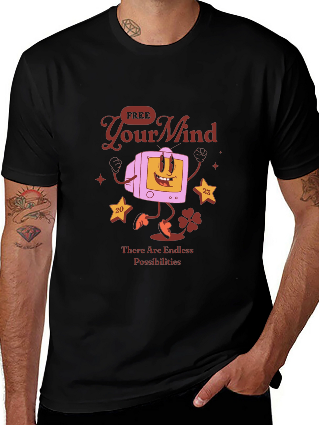 Retro Cartoon Graphic Tee - Free Your Mind T-Shirt