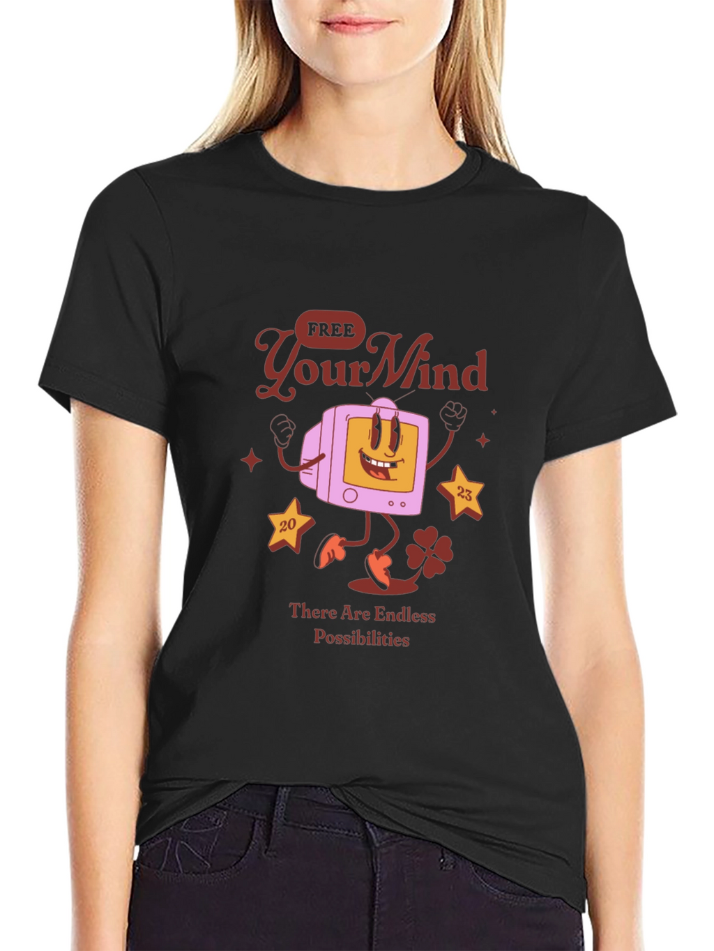 Retro Cartoon Graphic Tee - Free Your Mind T-Shirt
