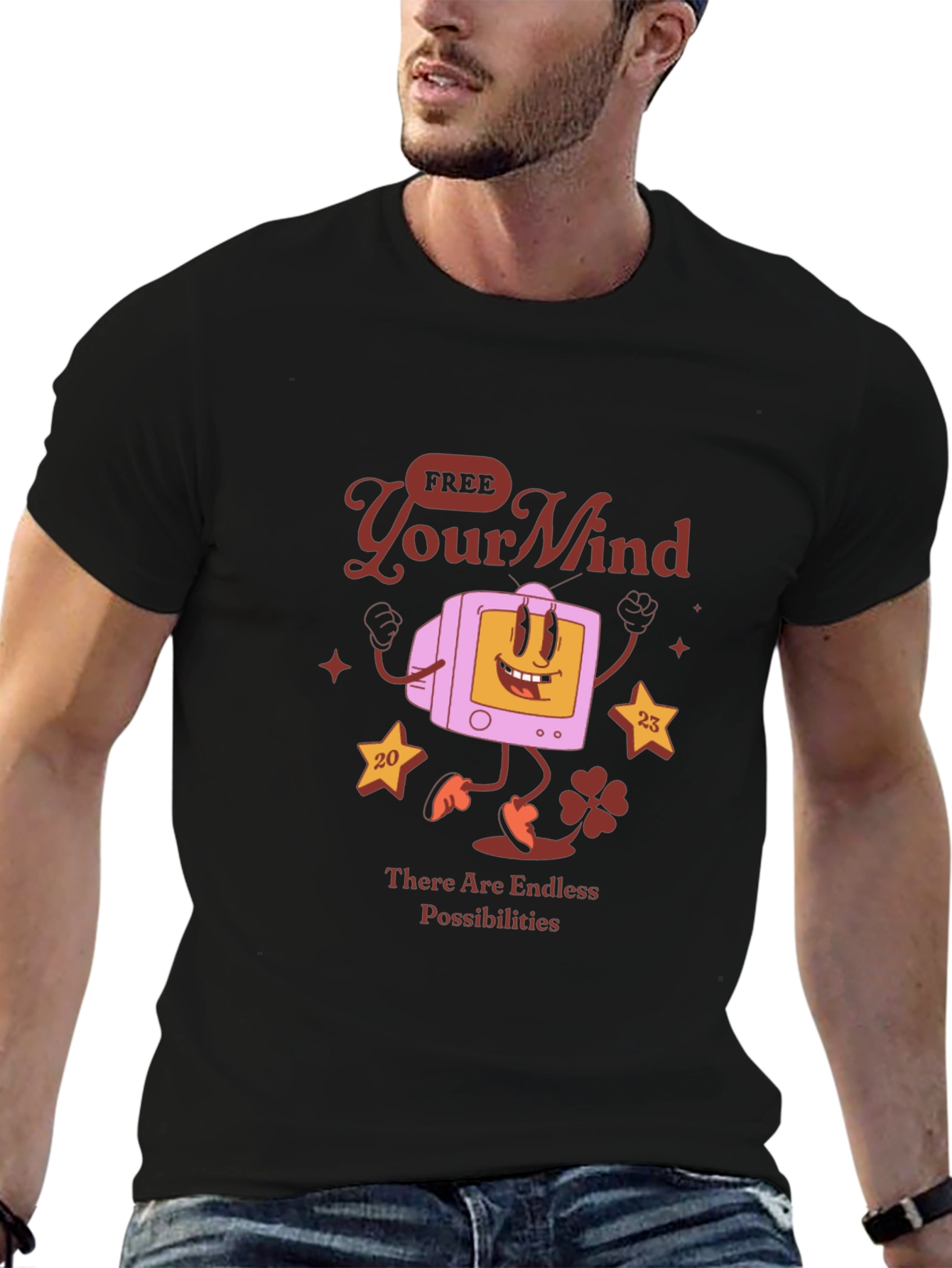 Retro Cartoon Graphic Tee - Free Your Mind T-Shirt