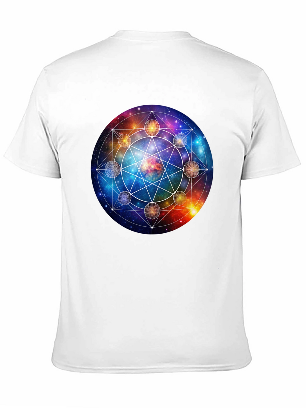Cosmic Mandala Graphic Tee - Celestial Universe Design