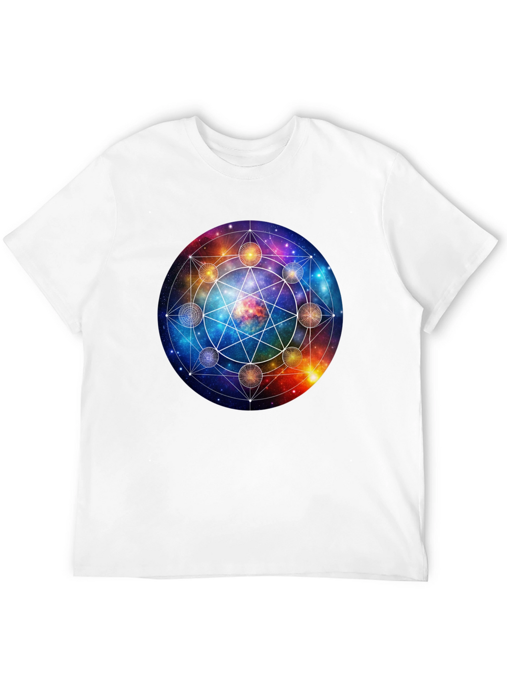 Cosmic Mandala Graphic Tee - Celestial Universe Design