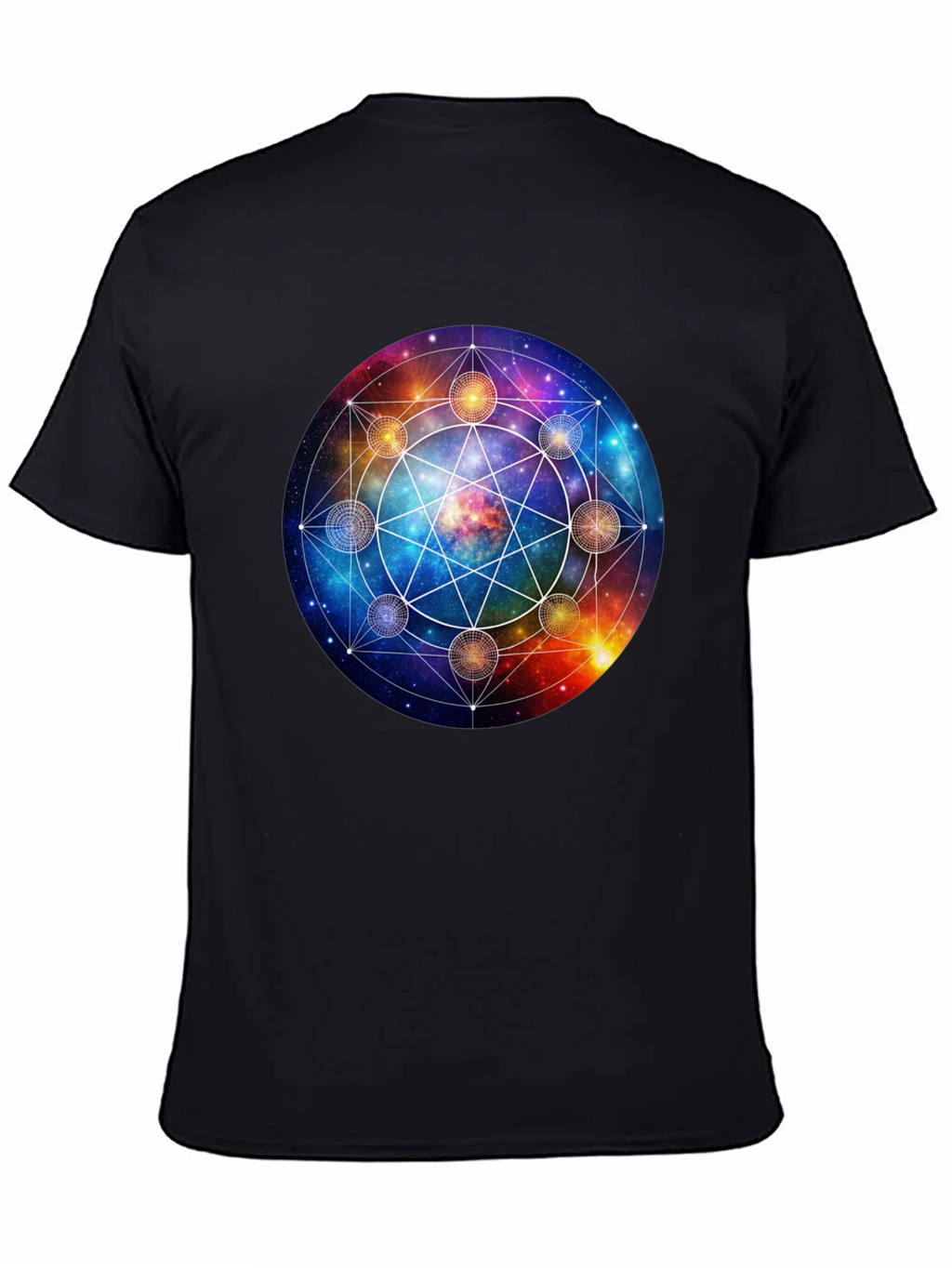 Cosmic Mandala Graphic Tee - Celestial Universe Design