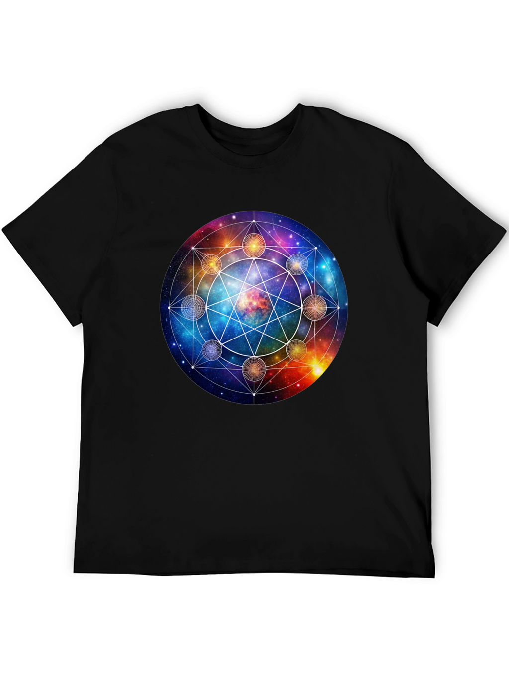 Cosmic Mandala Graphic Tee - Celestial Universe Design