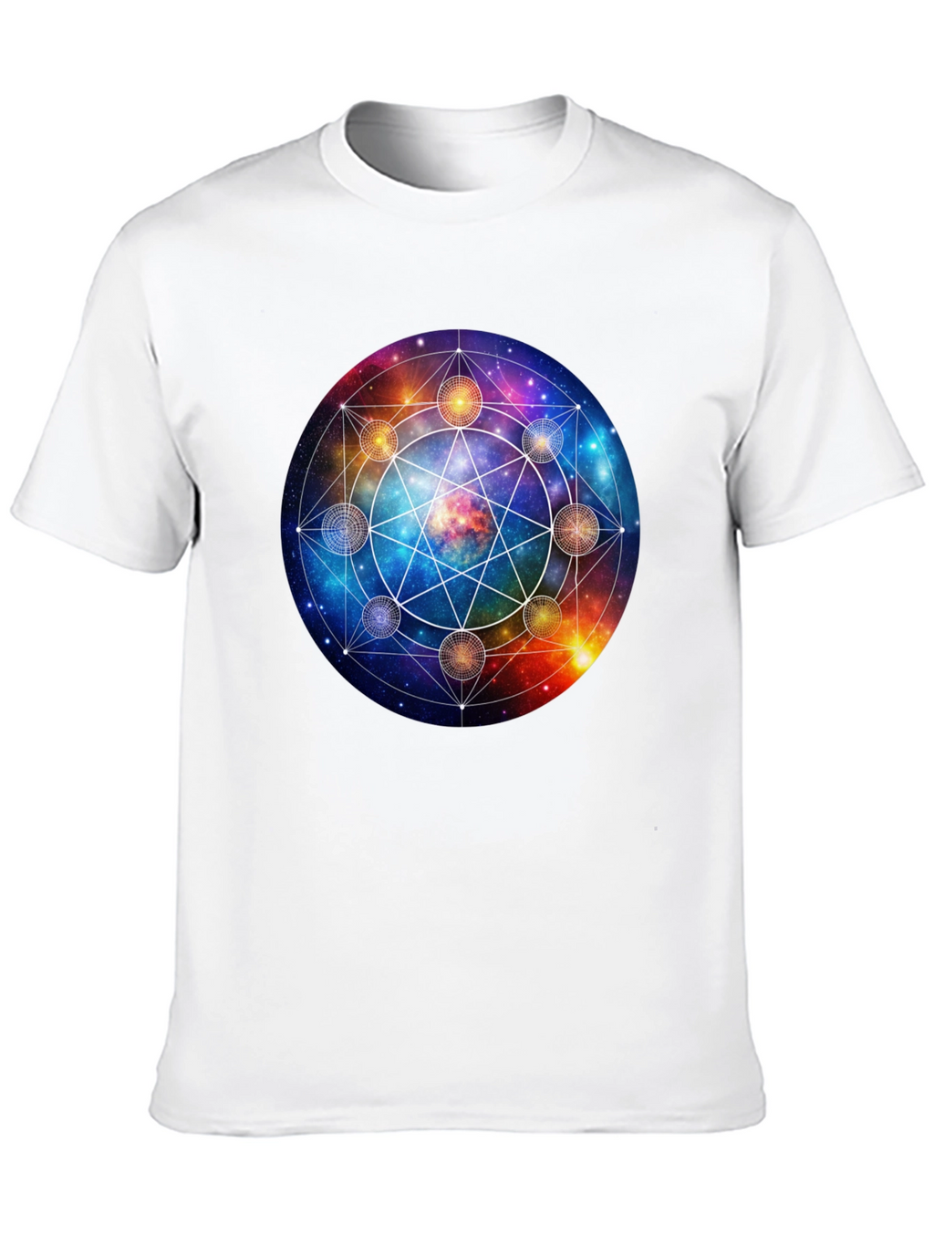 Cosmic Mandala Graphic Tee - Celestial Universe Design