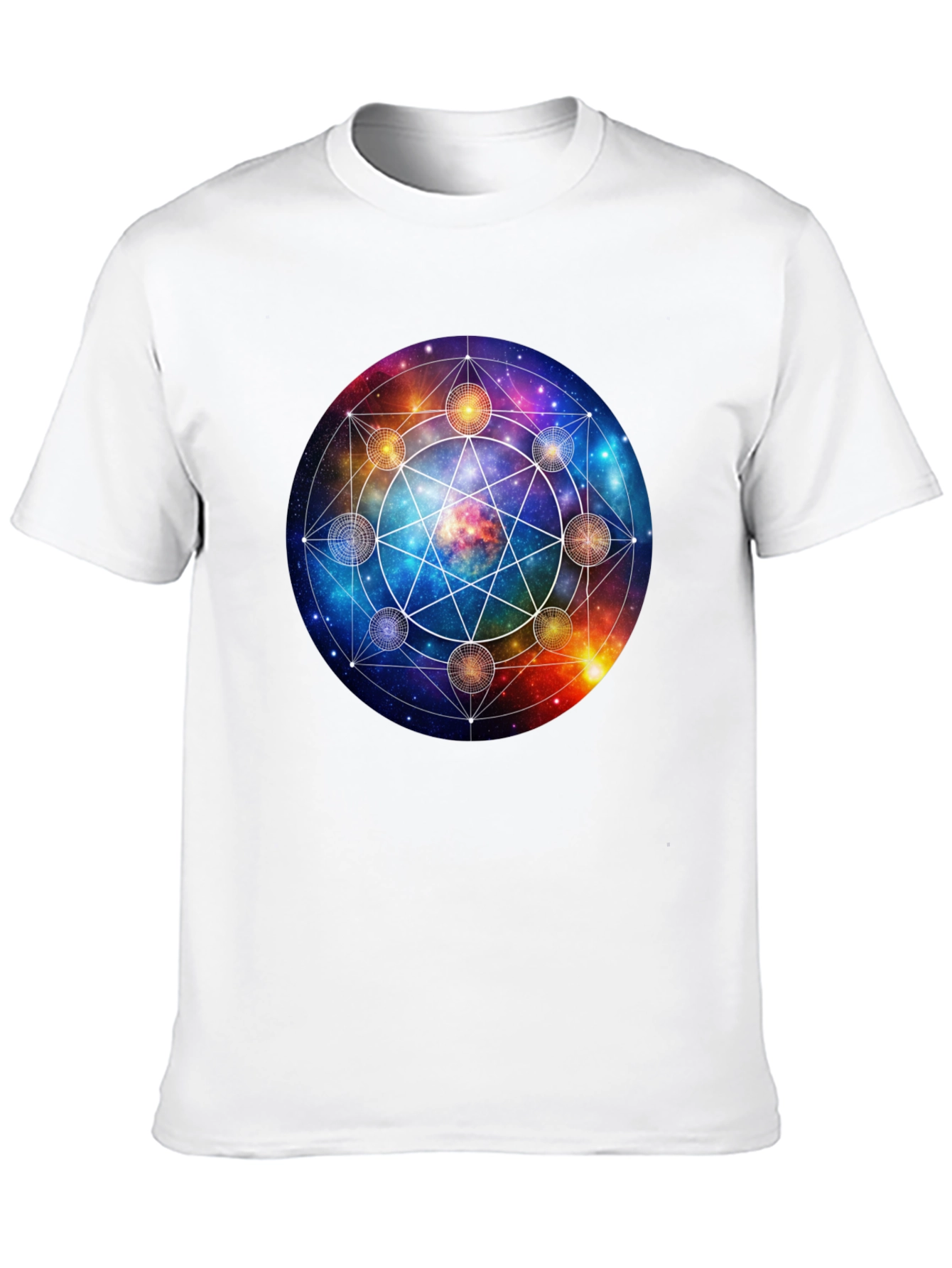 Cosmic Mandala Graphic Tee - Celestial Universe Design
