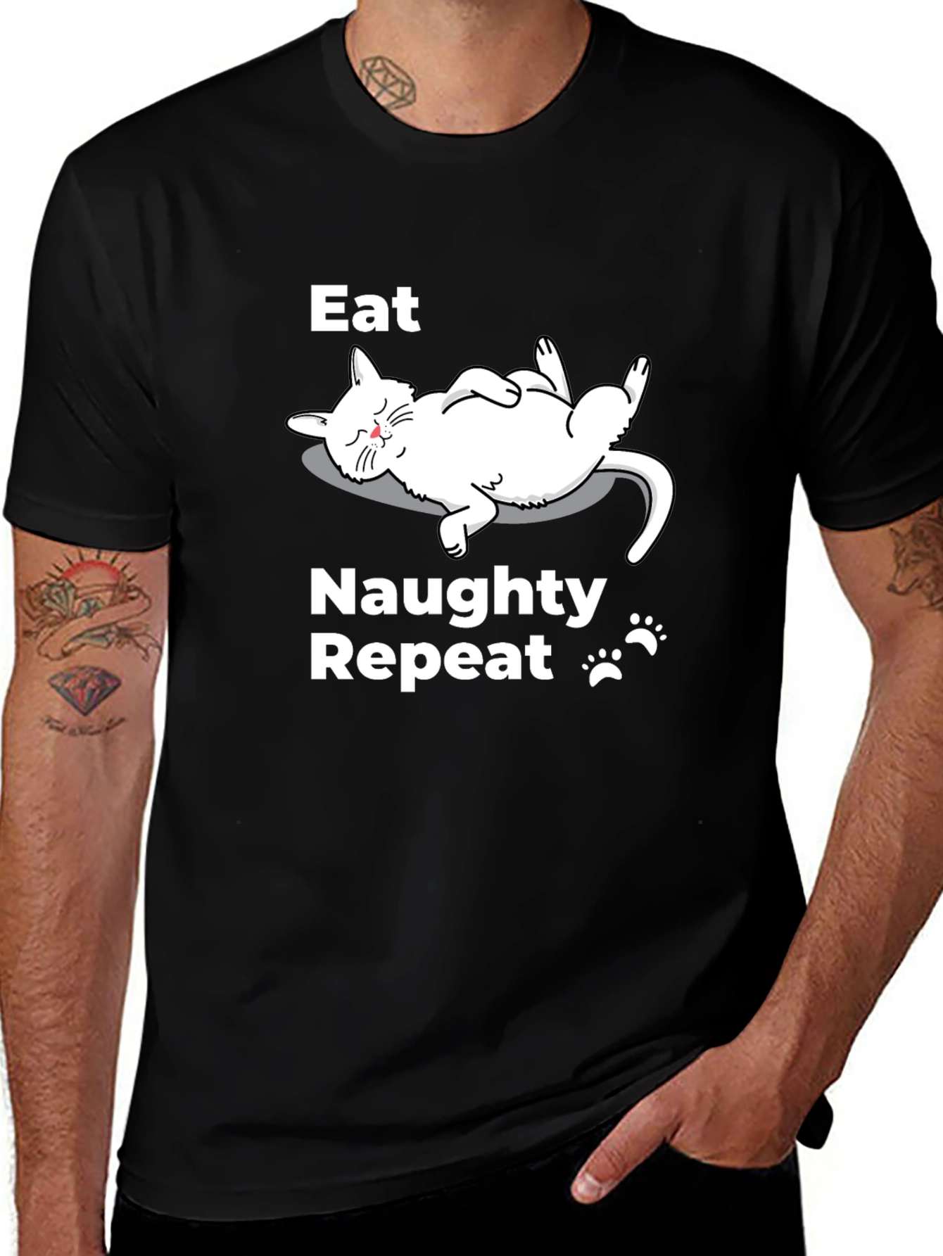 Eat Naughty Repeat Cat T-Shirt