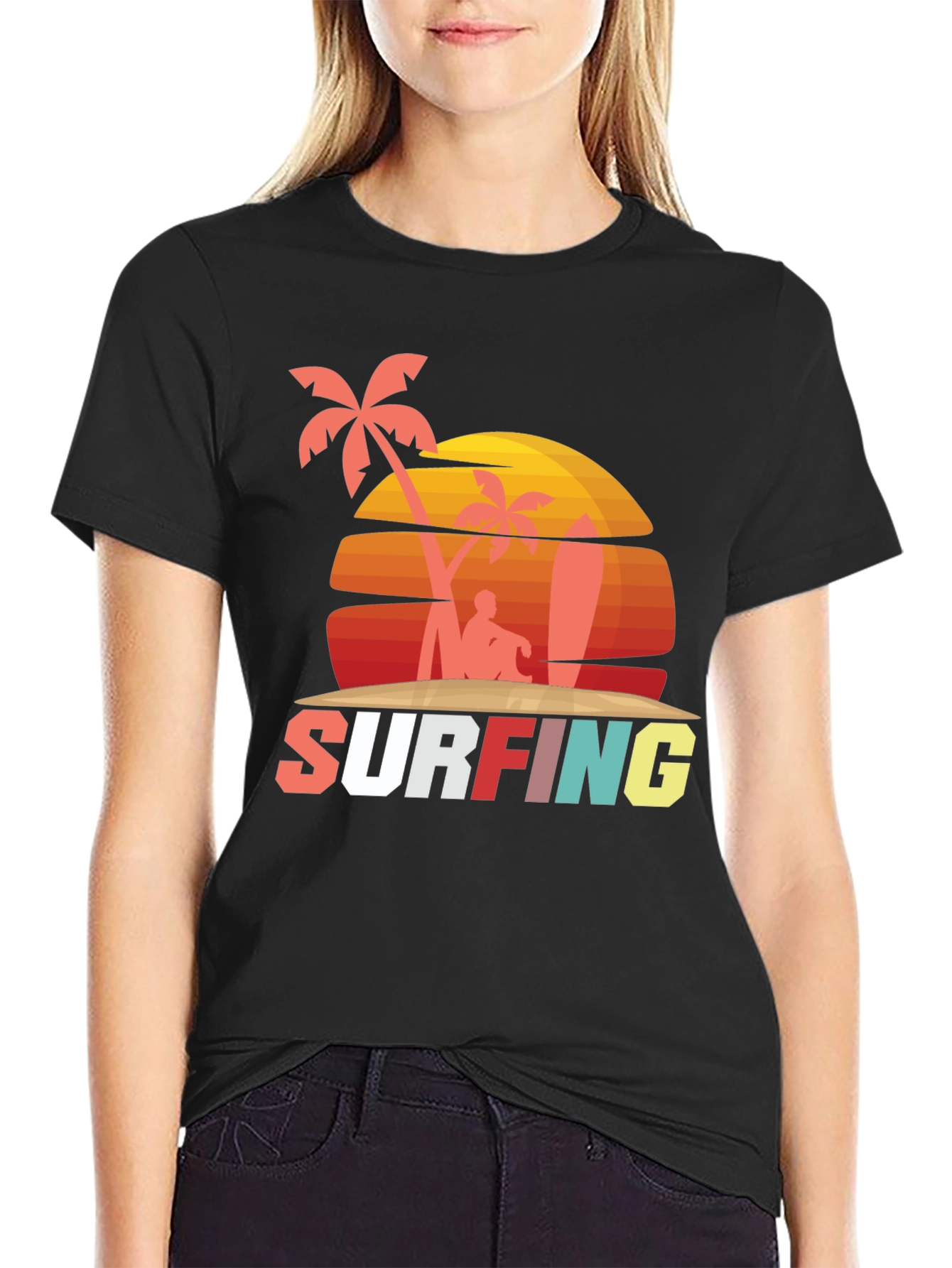Retro Surfing Graphic Tee - Beach Vibes