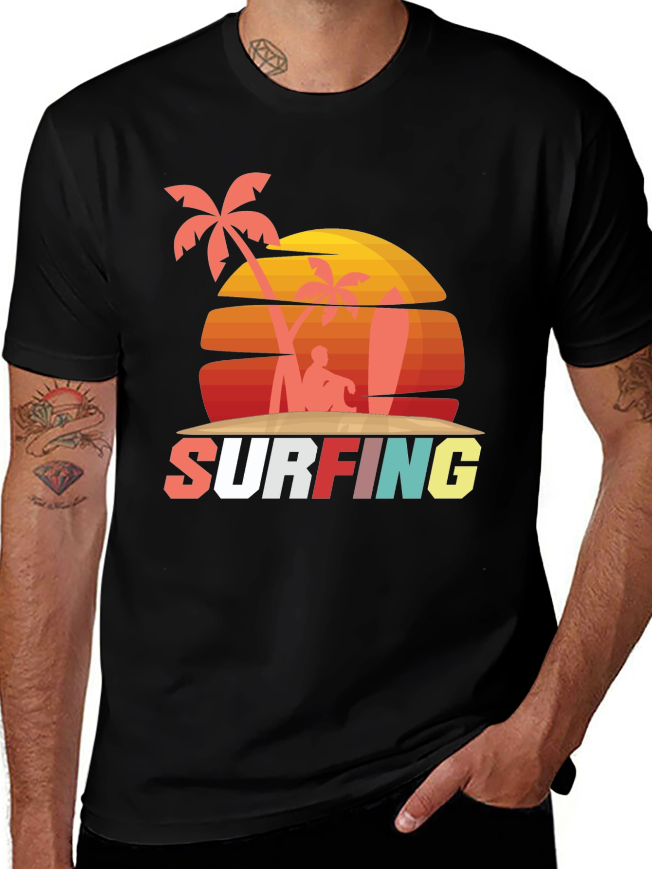 Retro Surfing Graphic Tee - Beach Vibes