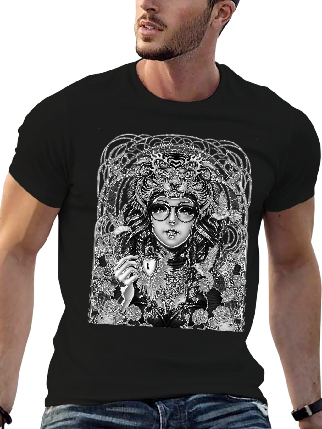 Unique Graphic T-Shirt - Art Nouveau Design