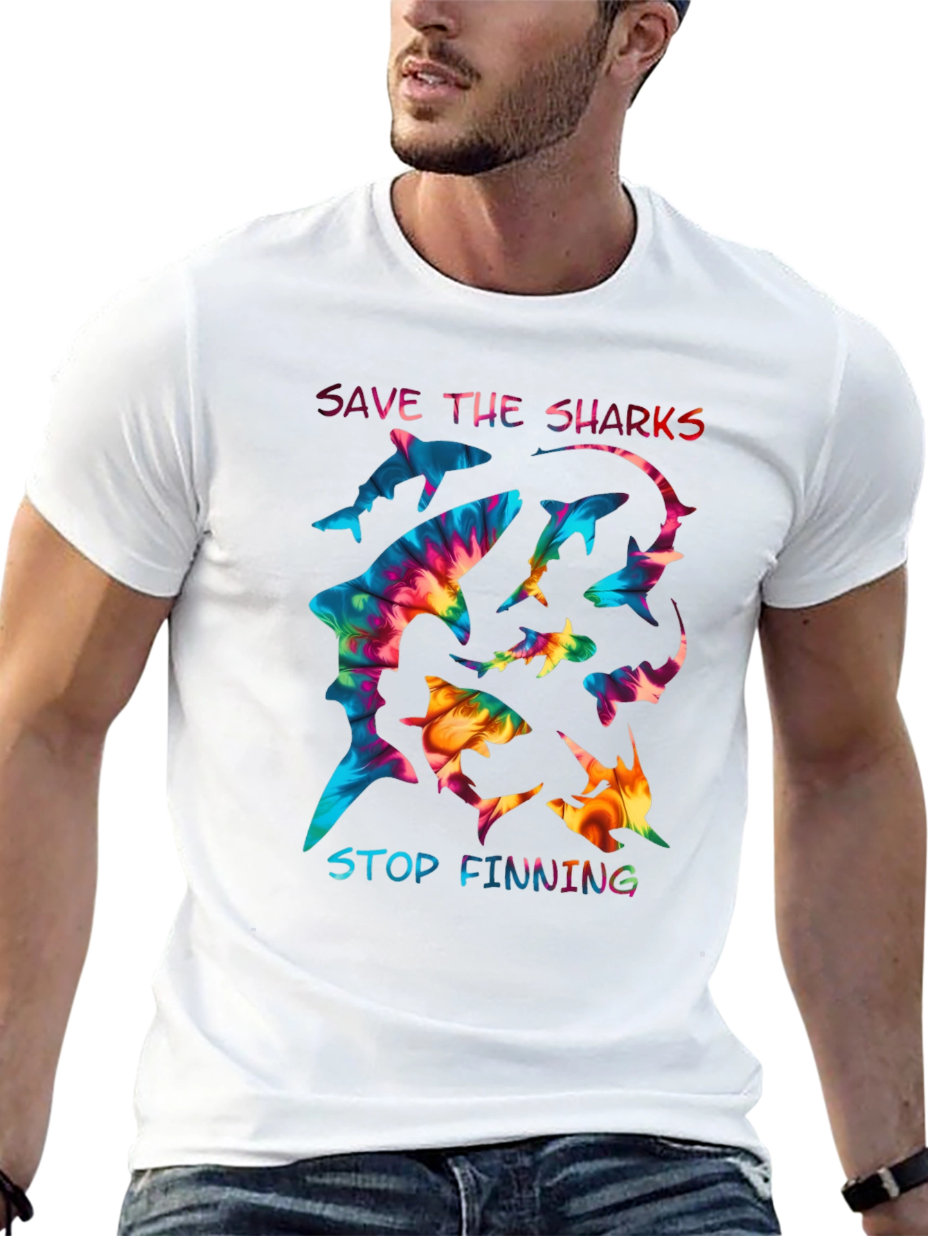 Save the Sharks Graphic Tee - Stop Finning T-Shirt
