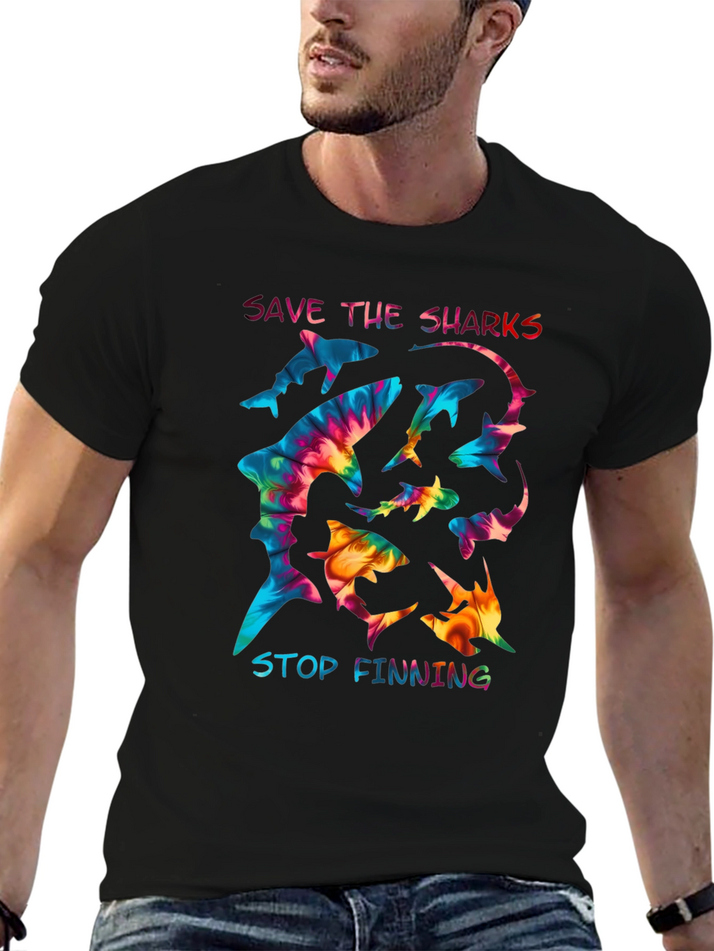 Save the Sharks Graphic Tee - Stop Finning T-Shirt