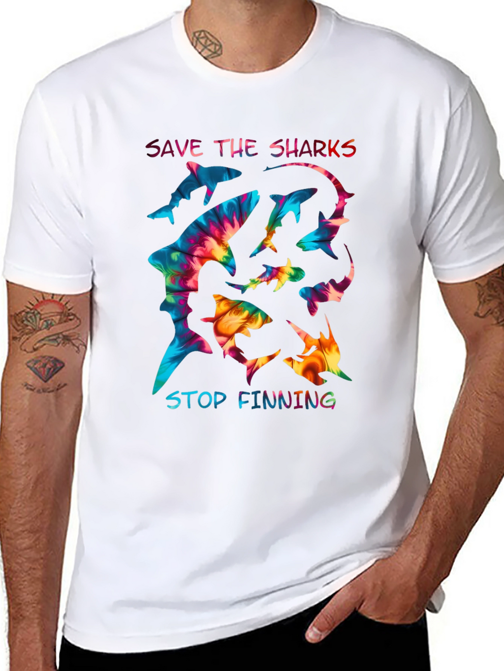 Save the Sharks Graphic Tee - Stop Finning T-Shirt