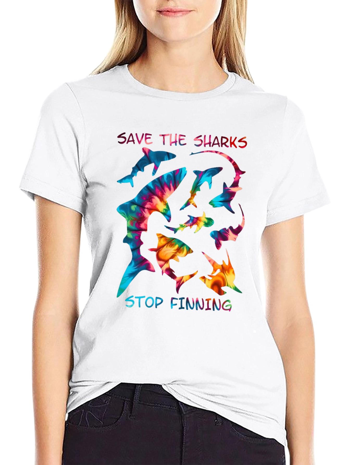 Save the Sharks Graphic Tee - Stop Finning T-Shirt