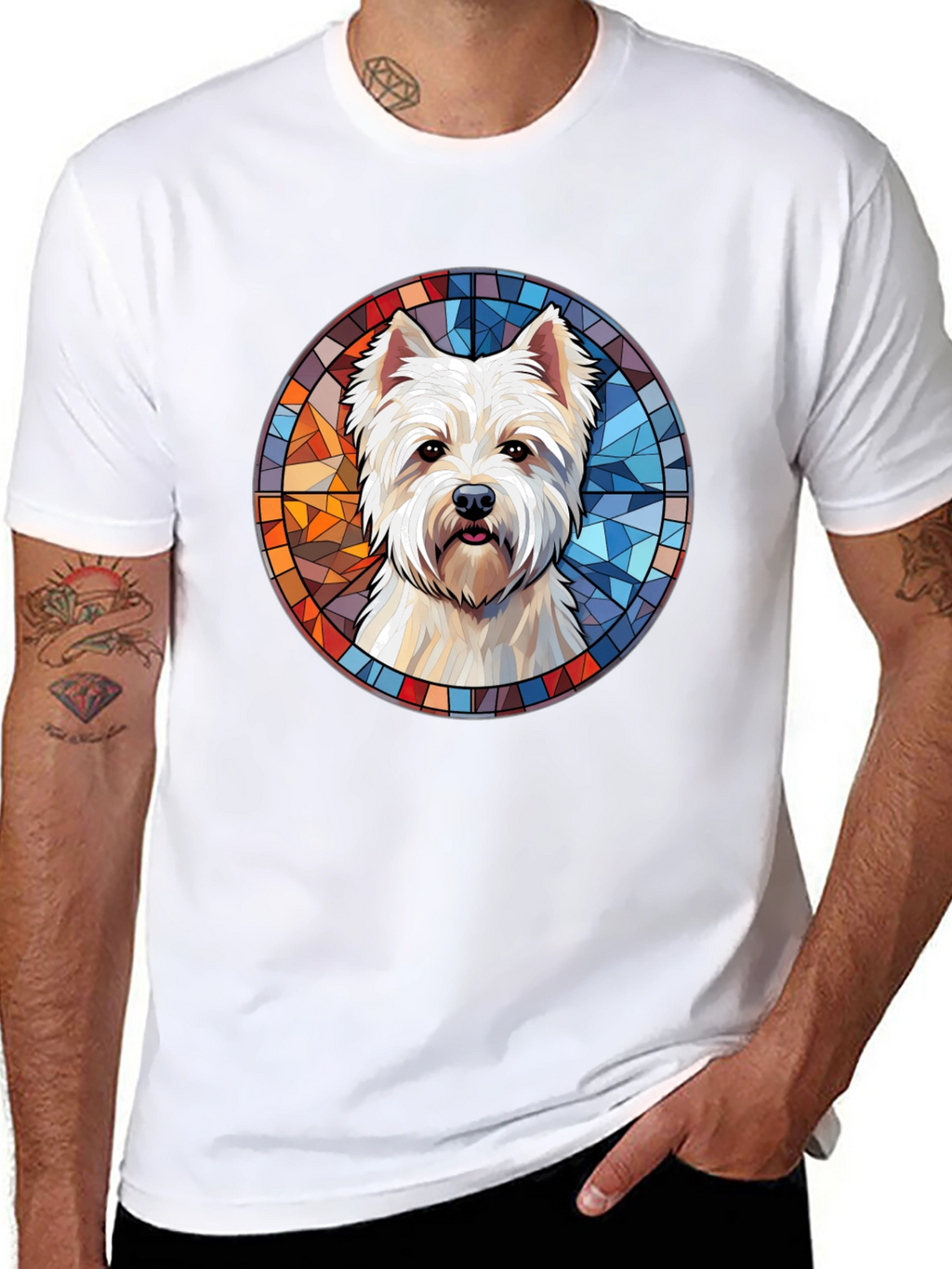 Westie Dog Stained Glass T-Shirt