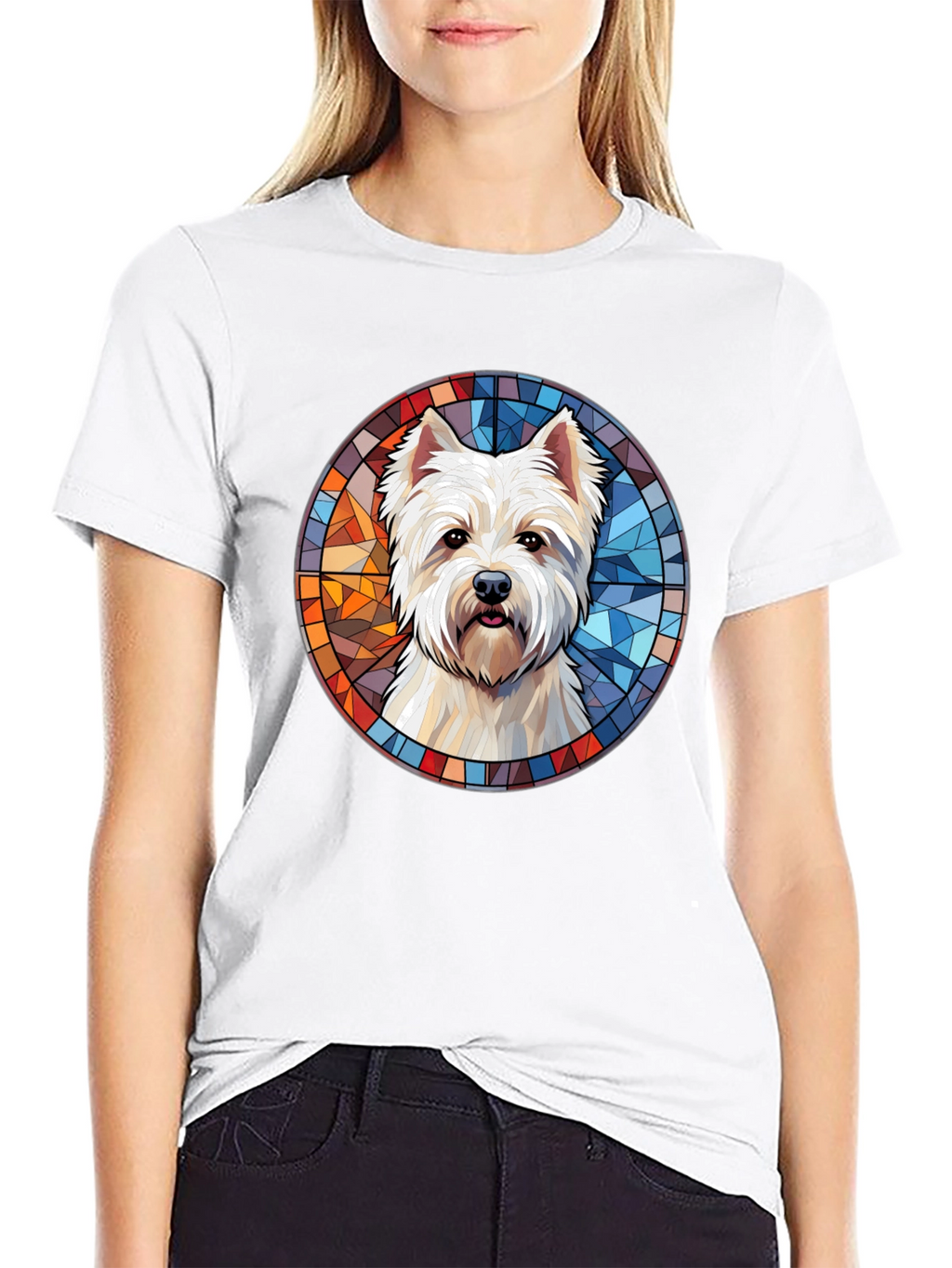 Westie Dog Stained Glass T-Shirt
